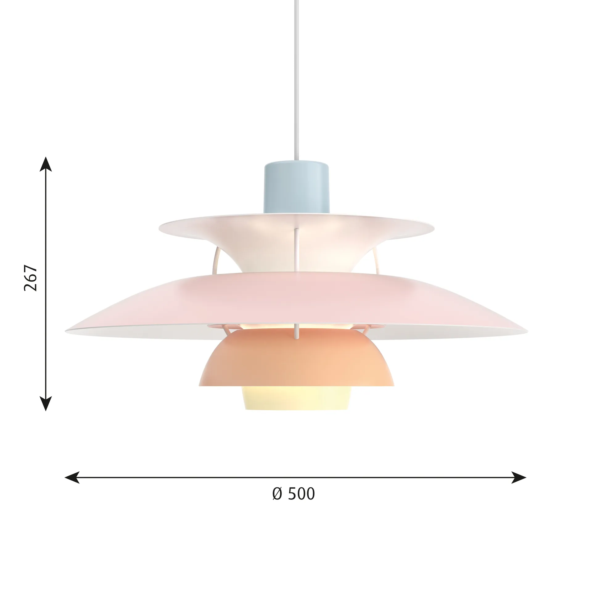 PH 5 pendant lamp, Ø500, Pastel-blue-pink-peach Louis Poulsen