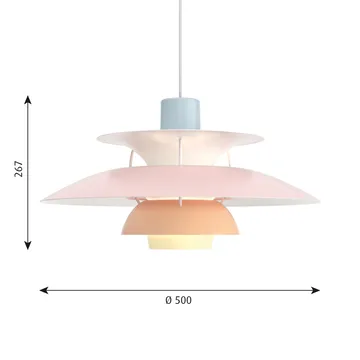 PH 5 pendant lamp - Ø500, Pastel-blue-pink-peach - Louis Poulsen