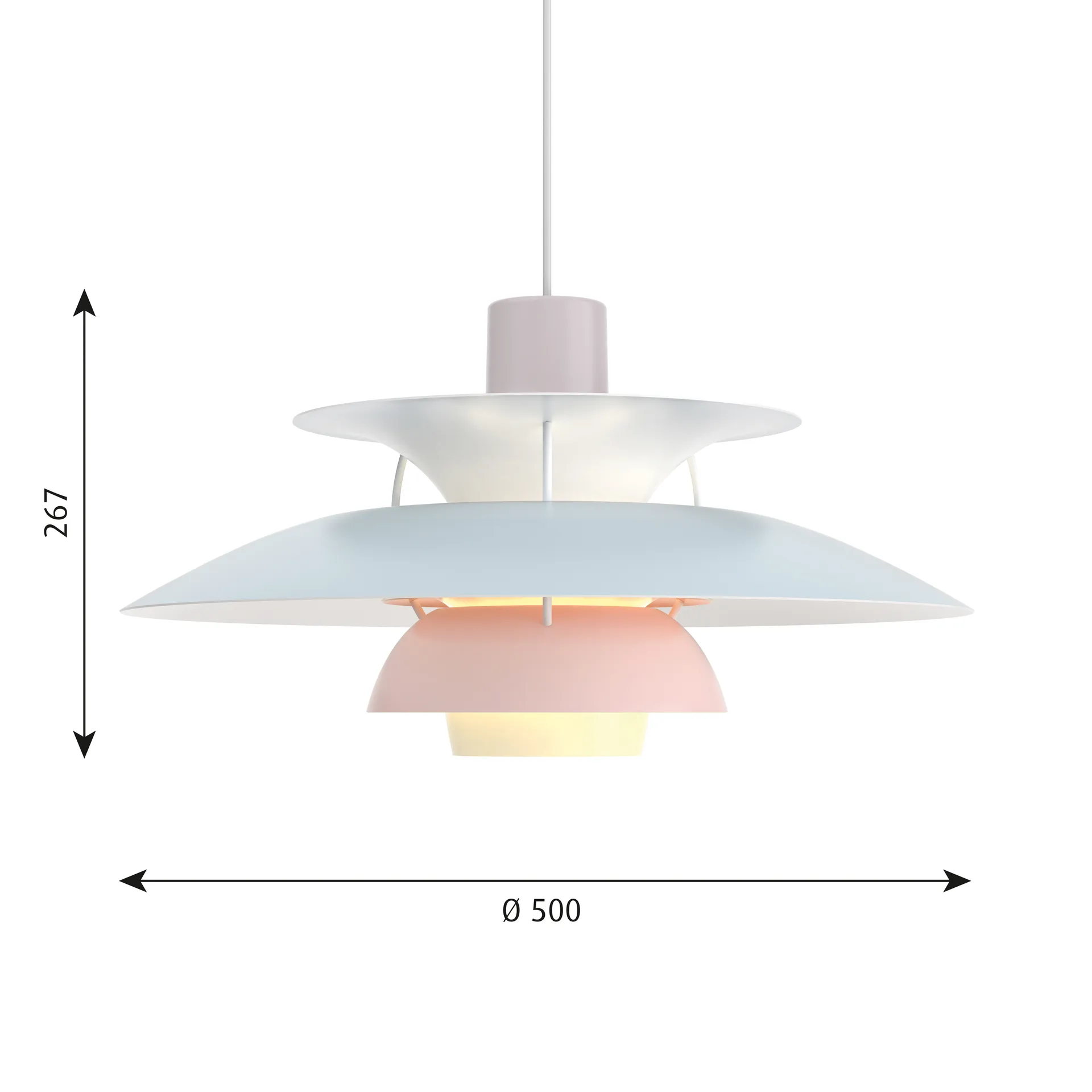 PH 5 pendant lamp, Pastel-oyster grey-blue-pink Louis Poulsen
