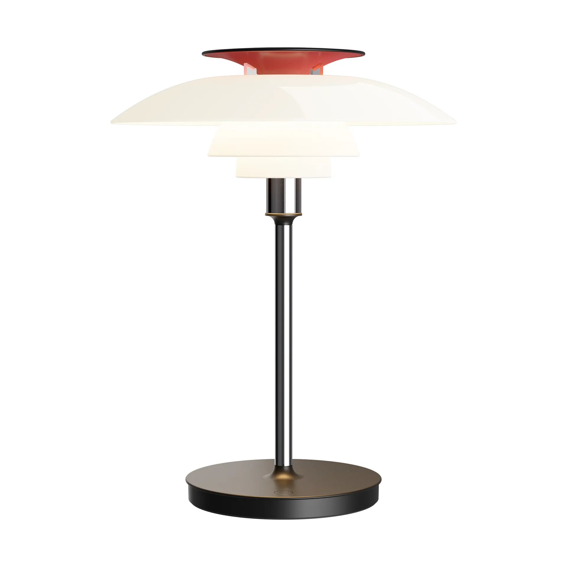 PH 80 portable table lamp, White opal, chrome-plated Louis Poulsen