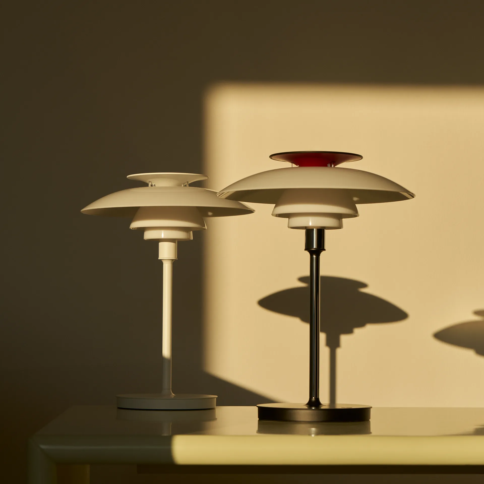 PH 80 portable table lamp, White opal, chrome-plated Louis Poulsen