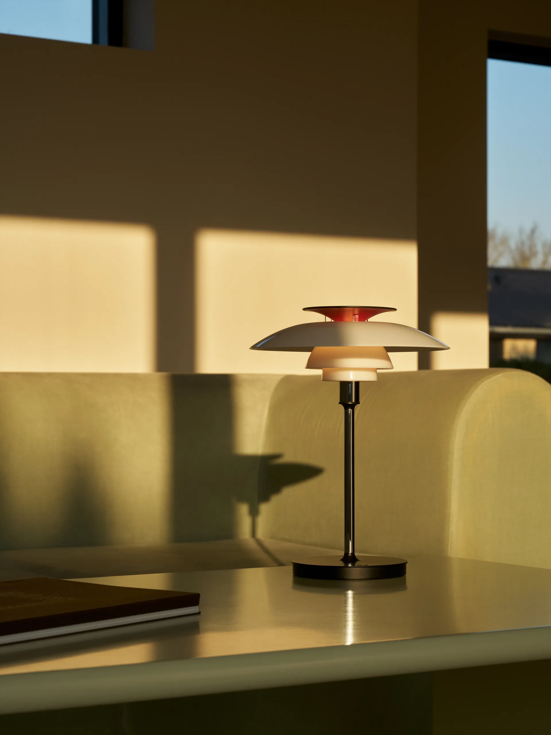 PH 80 portable table lamp, White opal, chrome-plated Louis Poulsen