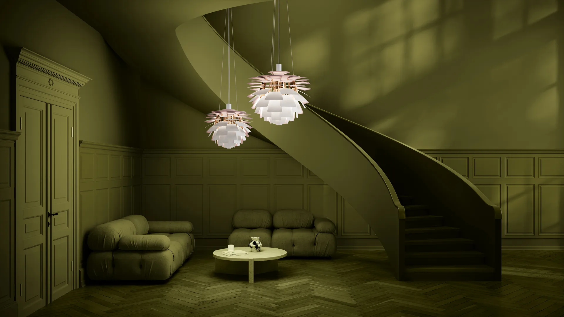 PH Artichoke Anniversary edition pendant lamp, Matte white-pale rose Ø60 cm Louis Poulsen