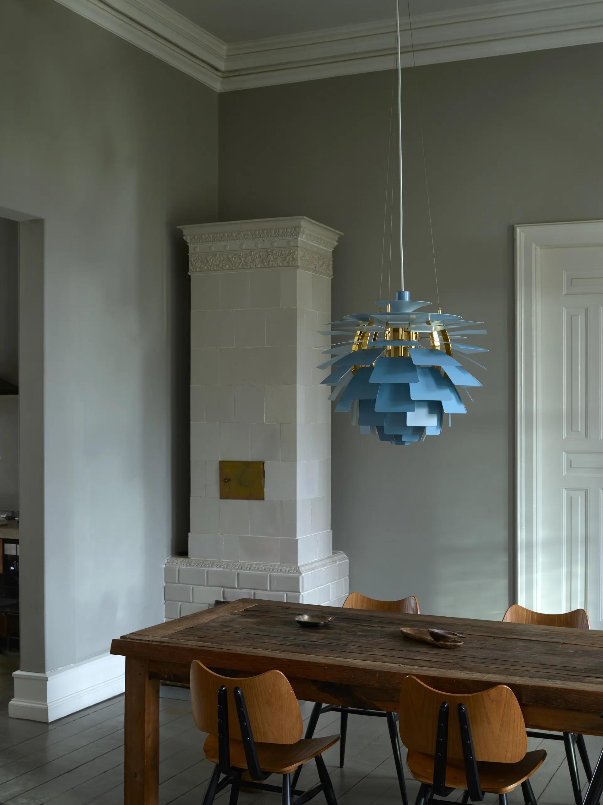 PH Artichoke pendant lamp Ø48 cm, Dusty blue-brass metallised Louis Poulsen