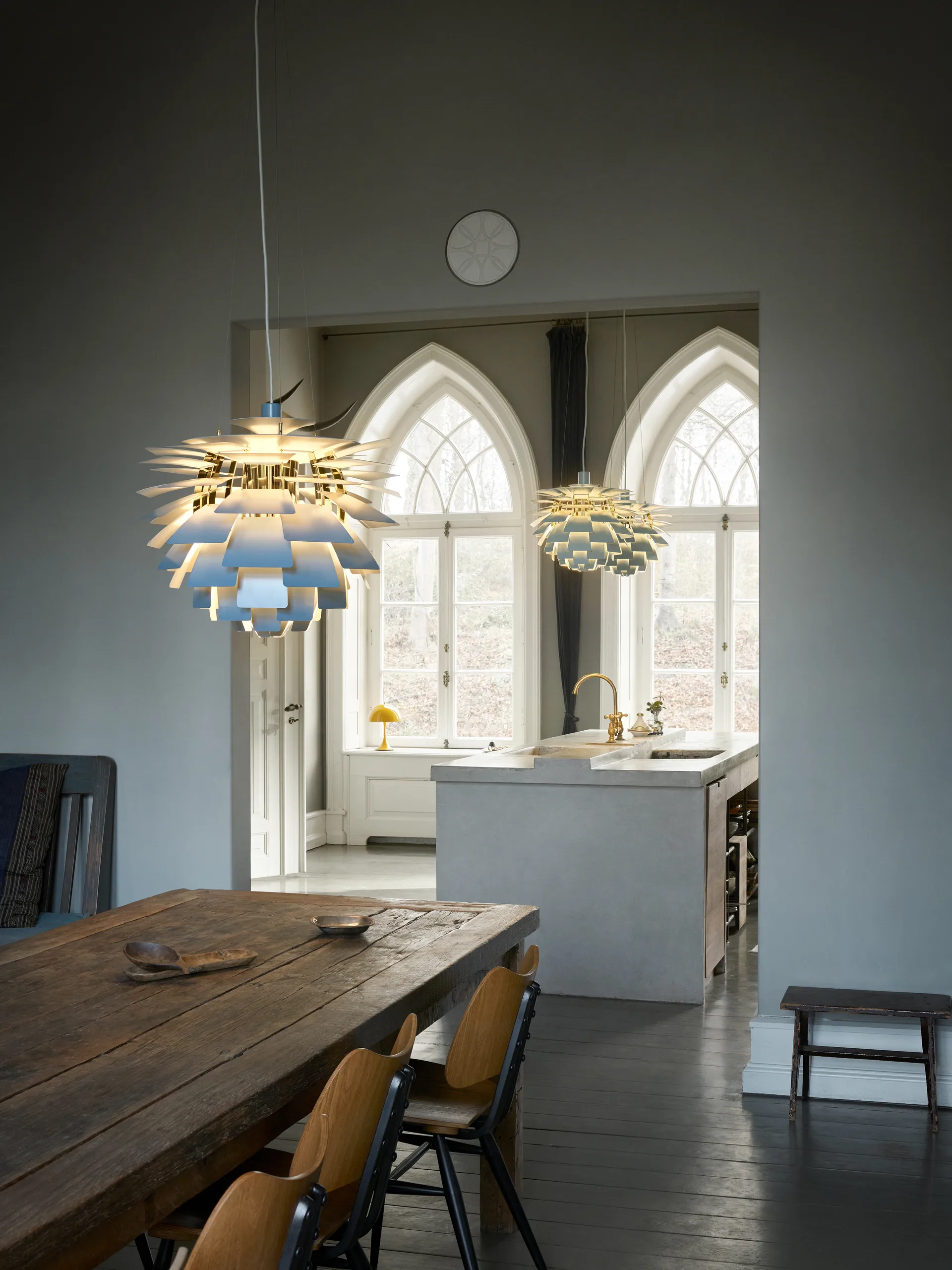 PH Artichoke pendant lamp Ø48 cm, Dusty blue-brass metallised Louis Poulsen