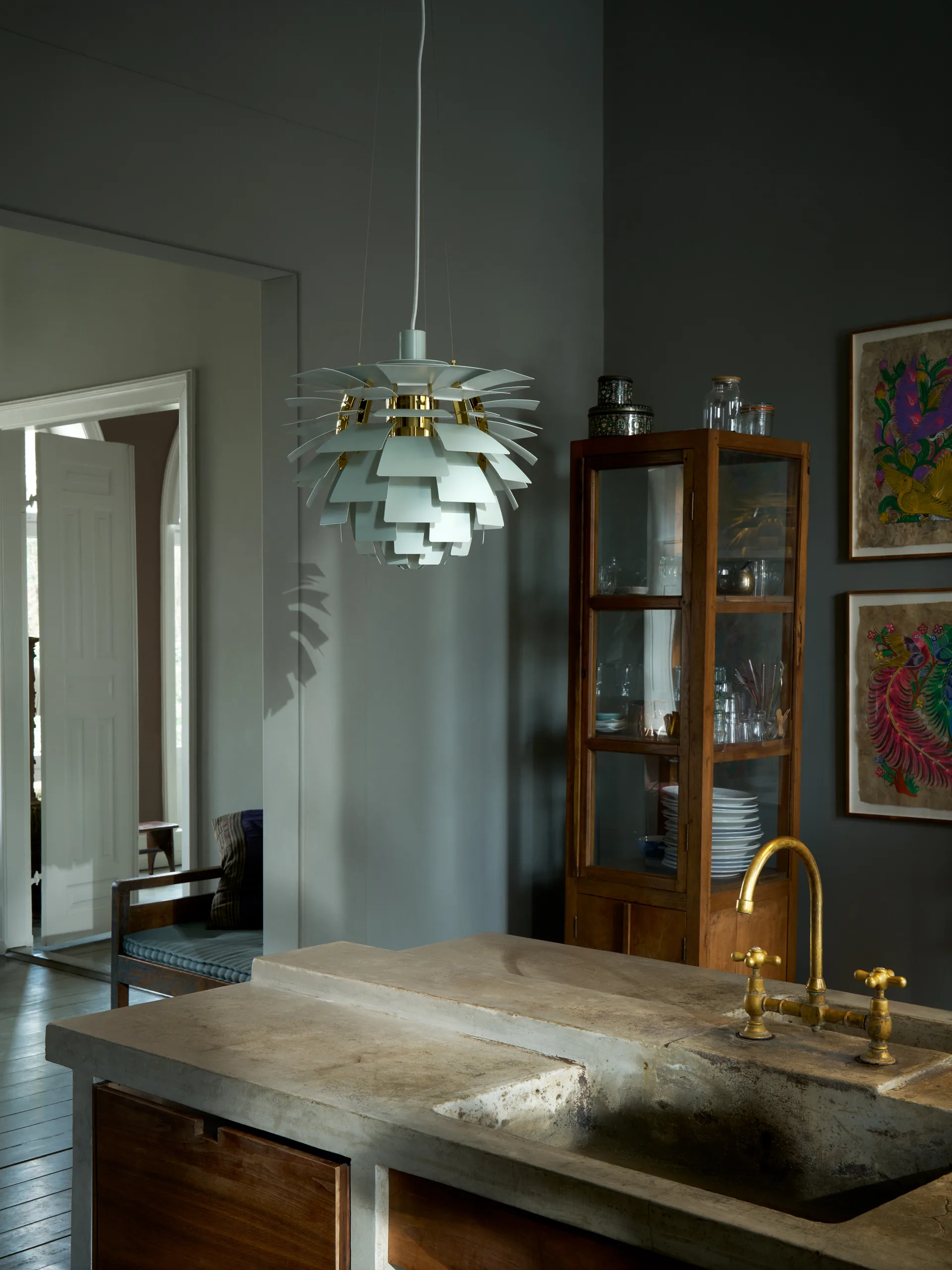 PH Artichoke pendant lamp Ø48 cm, Dusty green-brass metallised Louis Poulsen