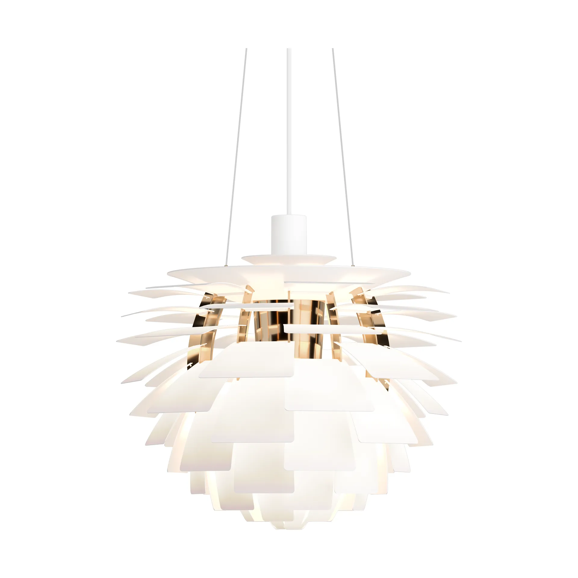 PH Artichoke pendant lamp Ø48 cm, Soft white-brass metallised Louis Poulsen