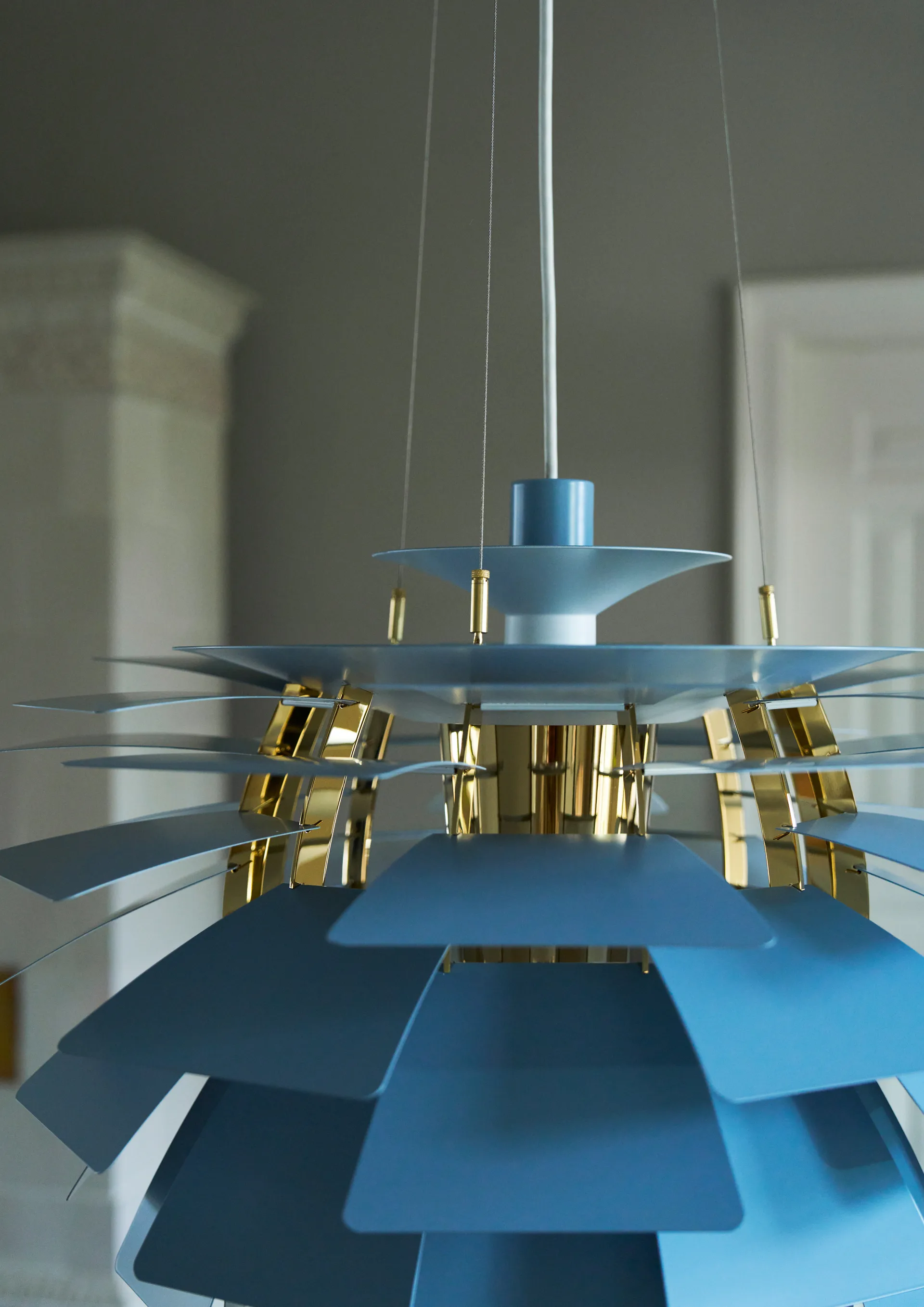 PH Artichoke pendant lamp Ø60 cm, Dusty blue-brass metallised Louis Poulsen