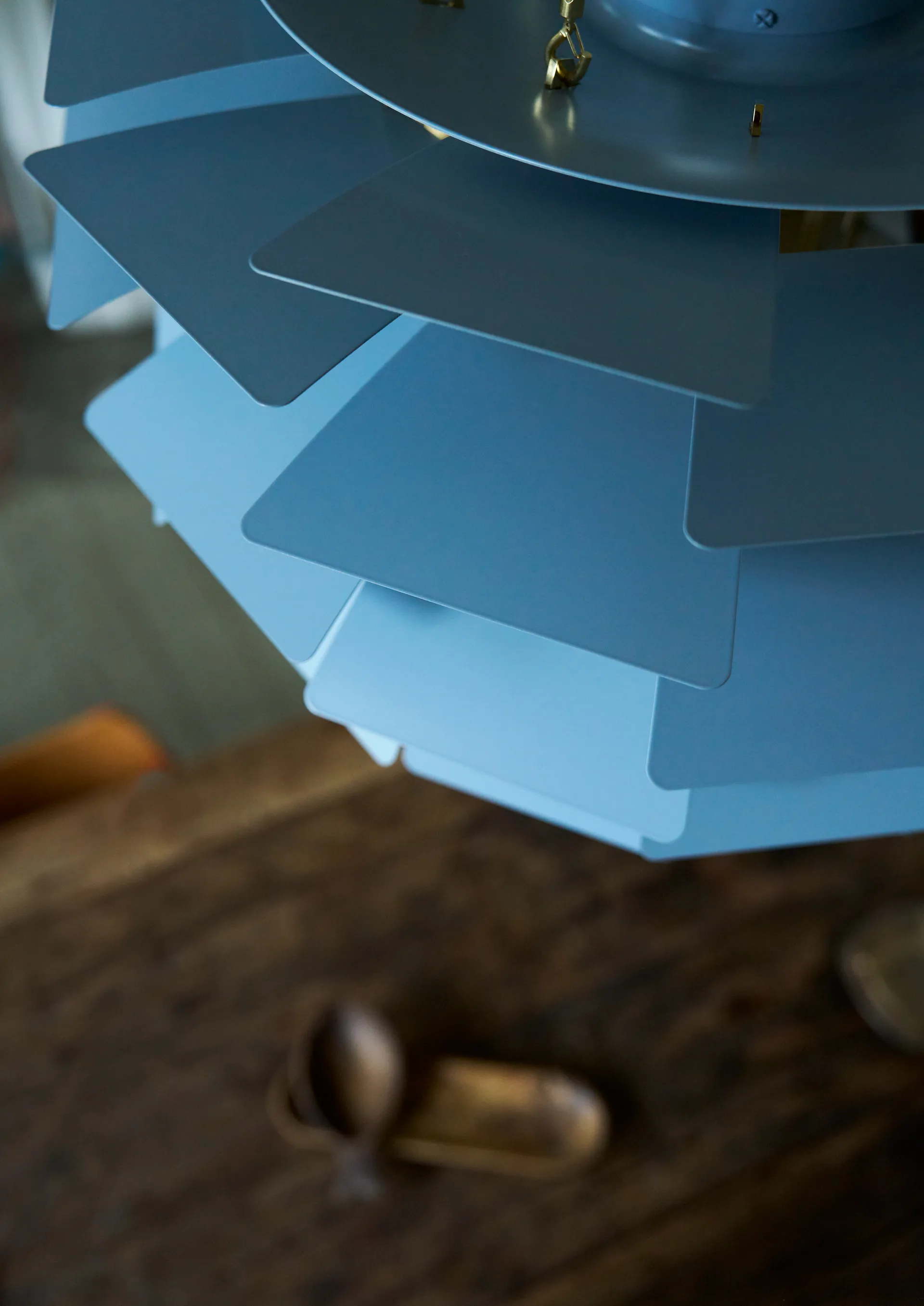 PH Artichoke pendant lamp Ø60 cm, Dusty blue-brass metallised Louis Poulsen