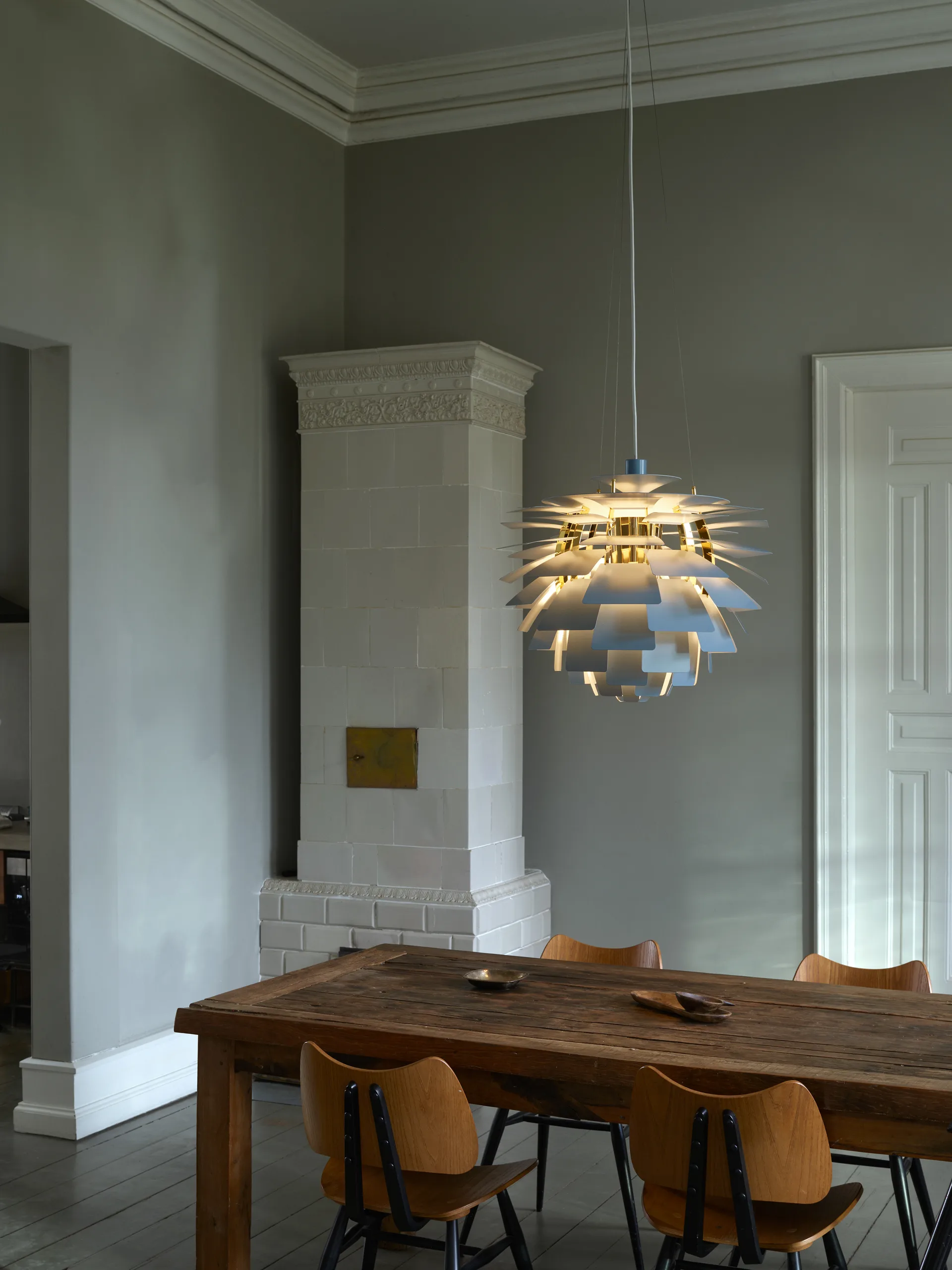 PH Artichoke pendant lamp Ø60 cm, Dusty blue-brass metallised Louis Poulsen
