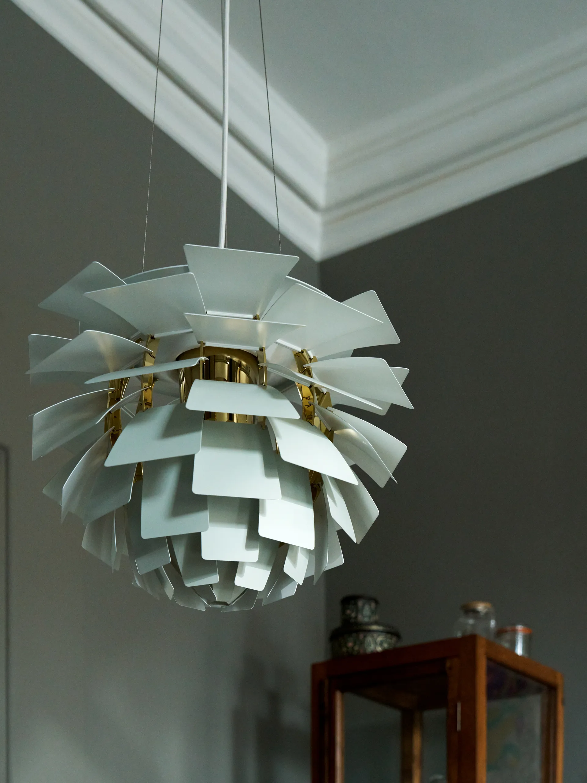 PH Artichoke pendant lamp Ø60 cm, Dusty green-brass metallised Louis Poulsen