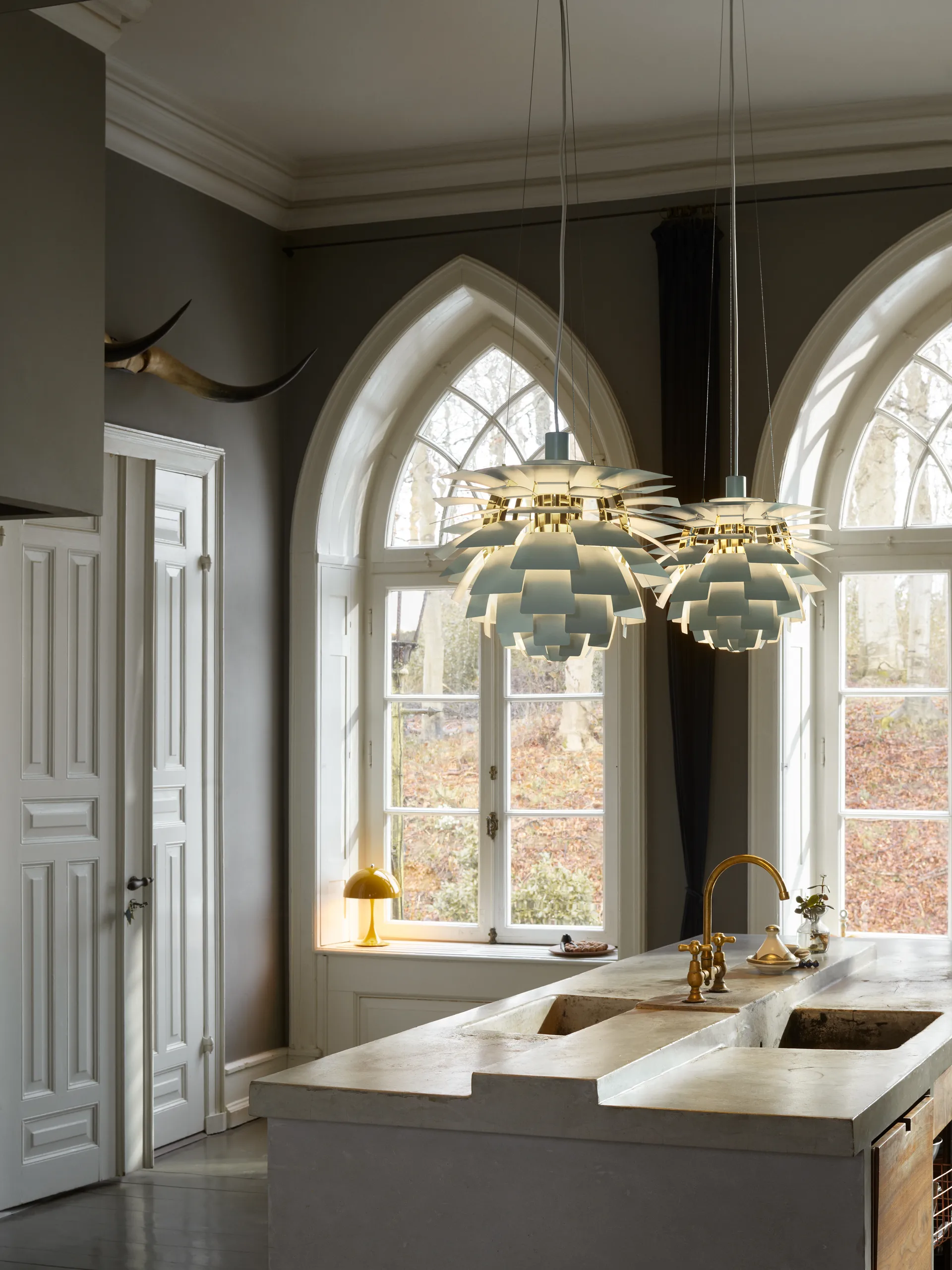 PH Artichoke pendant lamp Ø60 cm, Dusty green-high lustre chrome plated Louis Poulsen