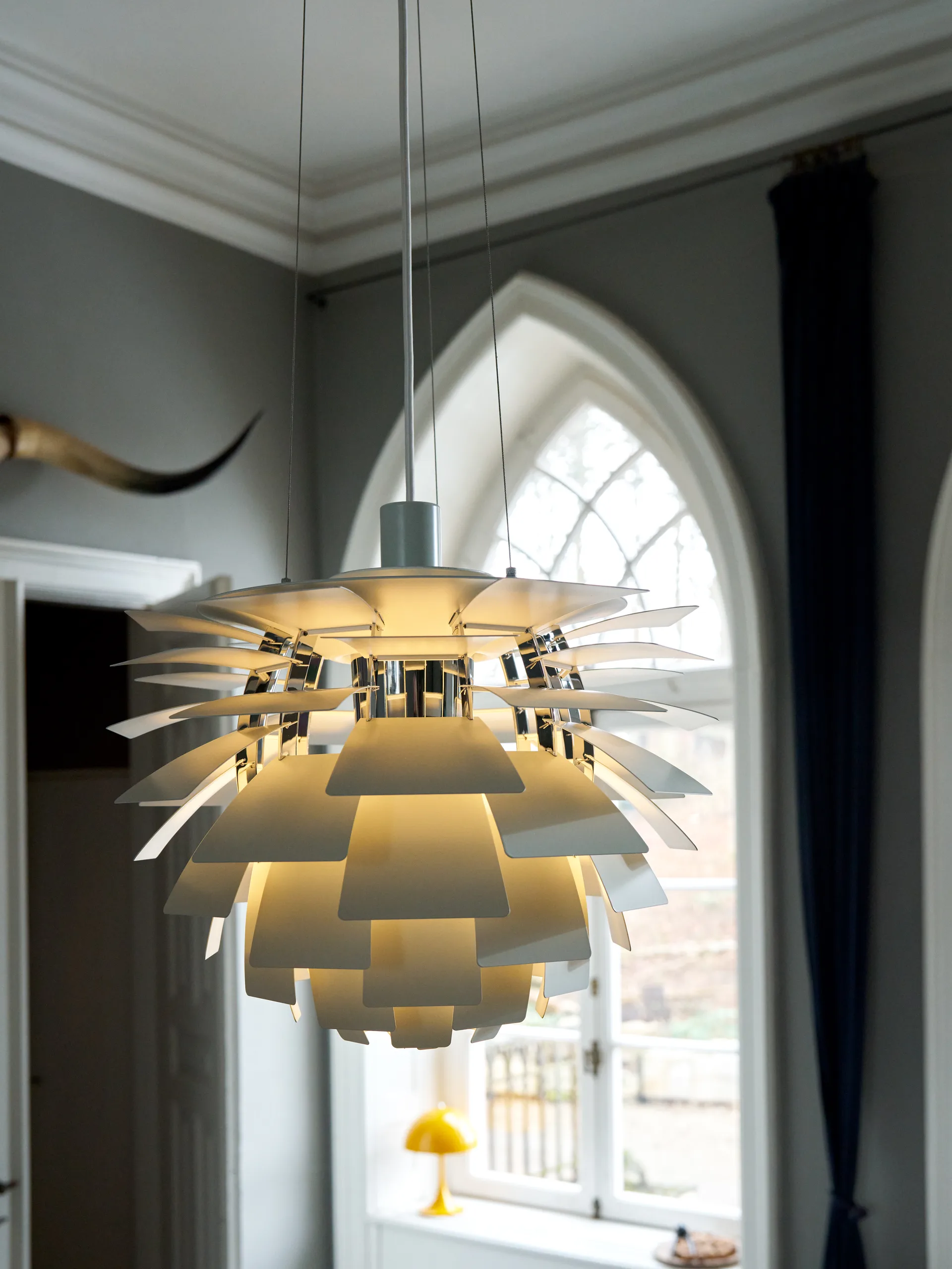 PH Artichoke pendant lamp Ø60 cm, Dusty green-high lustre chrome plated Louis Poulsen