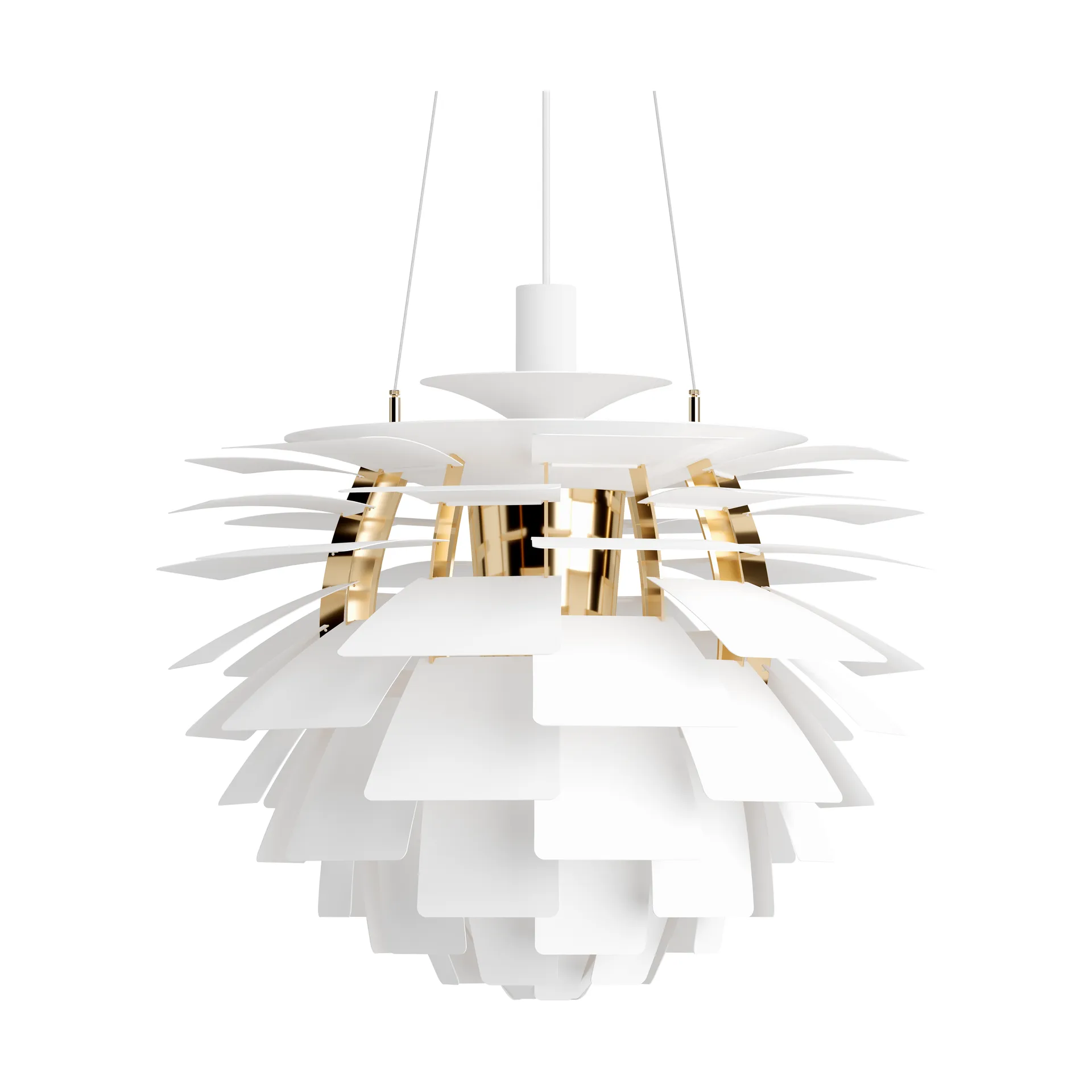 PH Artichoke pendant lamp Ø60 cm, Soft white-brass metallised Louis Poulsen