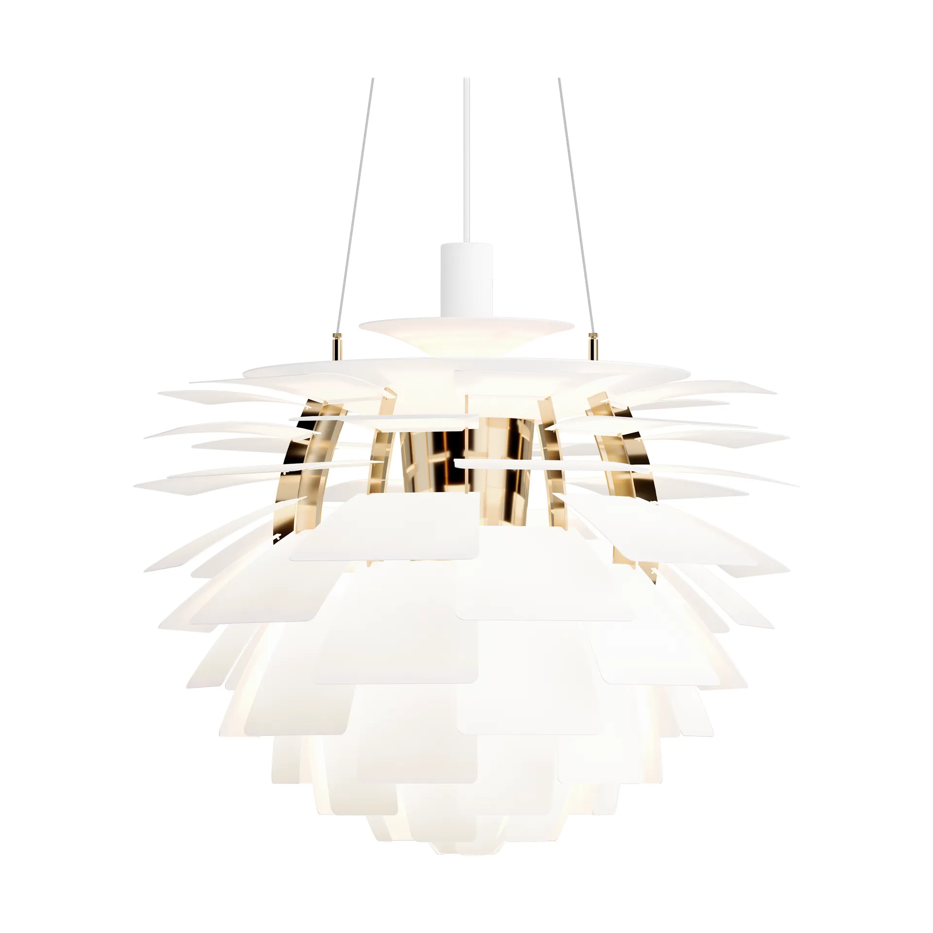 PH Artichoke pendant lamp Ø60 cm, Soft white-brass metallised Louis Poulsen