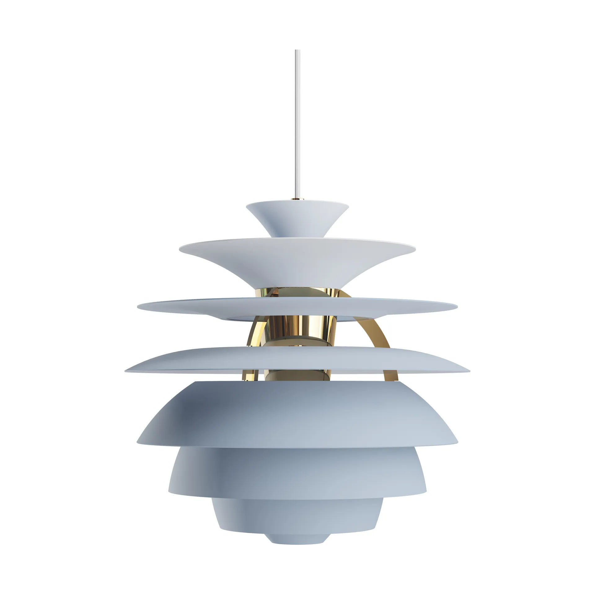 PH Snowball pendant lamp, Dusty blue-brass Louis Poulsen