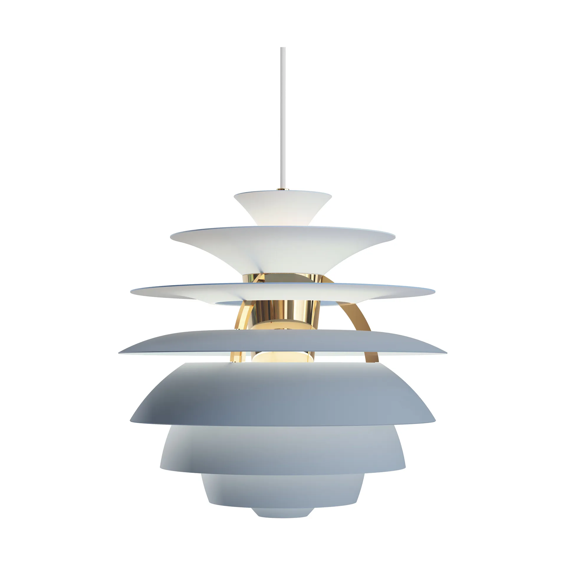 PH Snowball pendant lamp, Dusty blue-brass Louis Poulsen