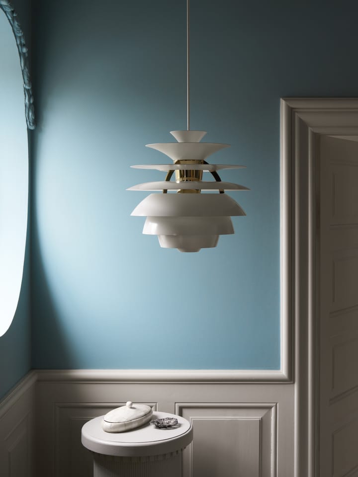 PH Snowball pendant lamp, Dusty blue-brass Louis Poulsen