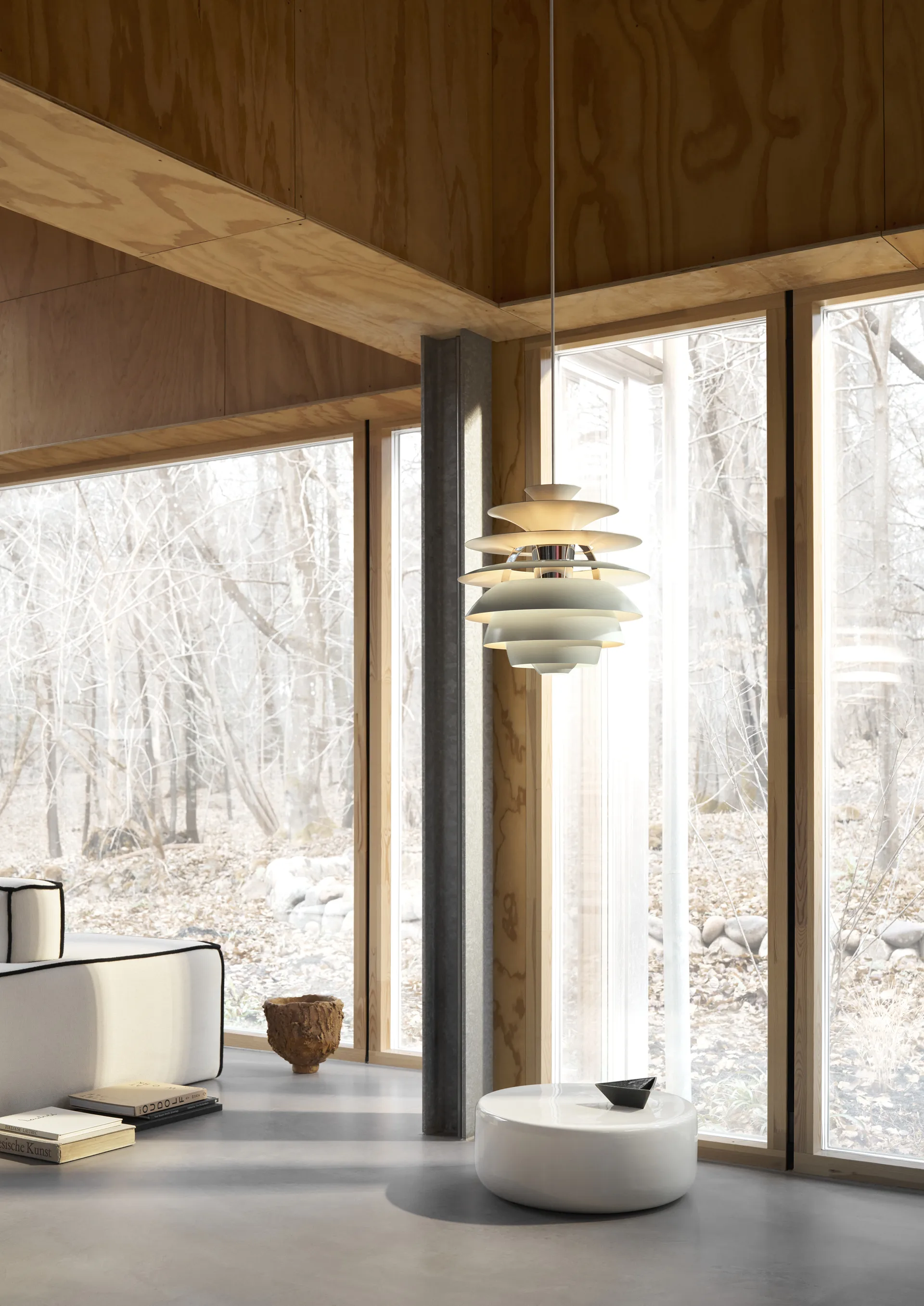 PH Snowball pendant lamp, Dusty blue-chrome Louis Poulsen