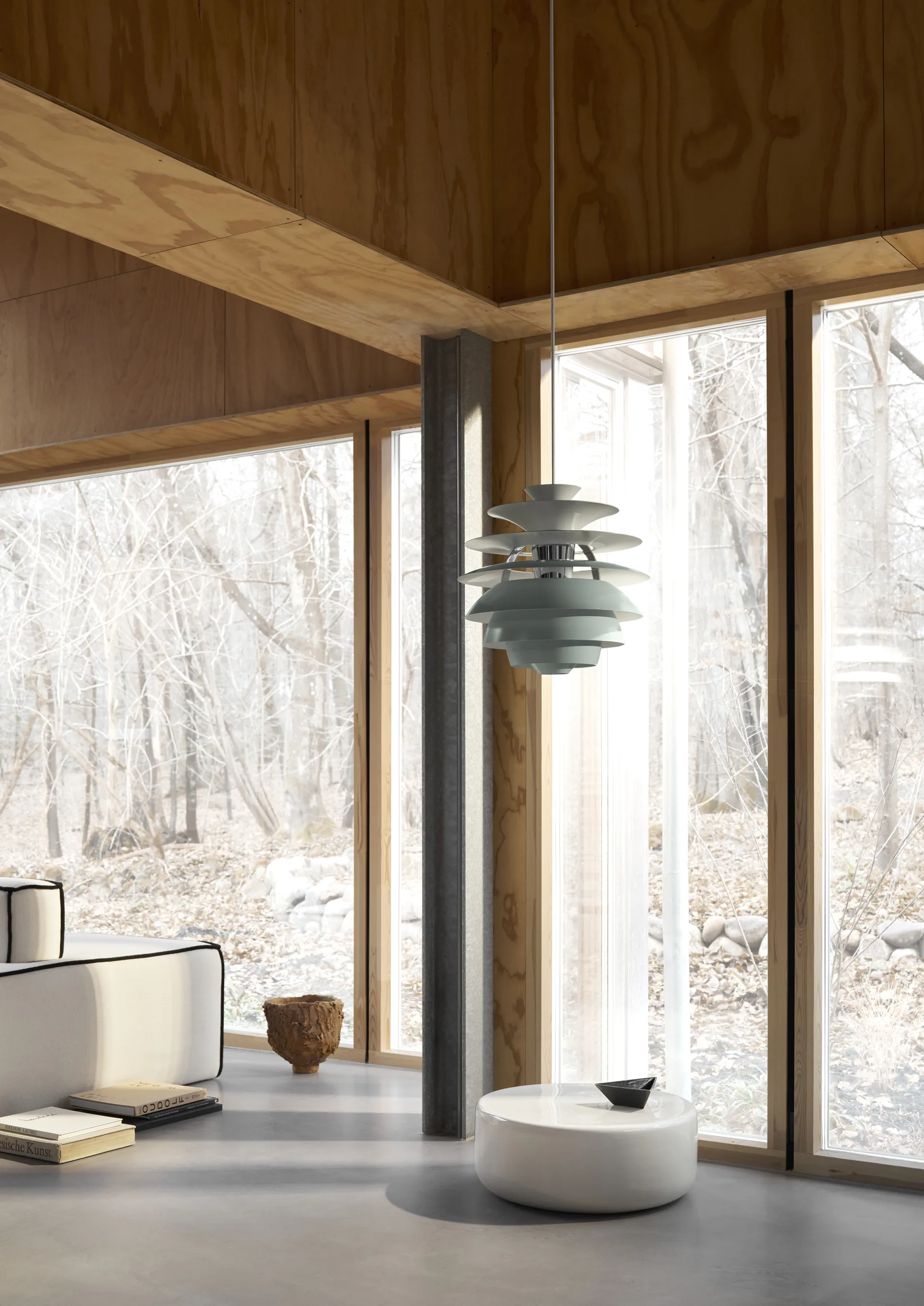 PH Snowball pendant lamp, Dusty blue-chrome Louis Poulsen