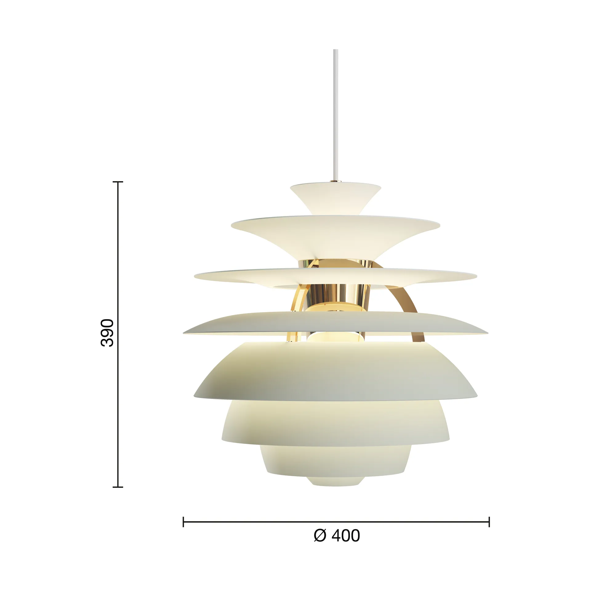 PH Snowball pendant lamp, Dusty green-brass Louis Poulsen