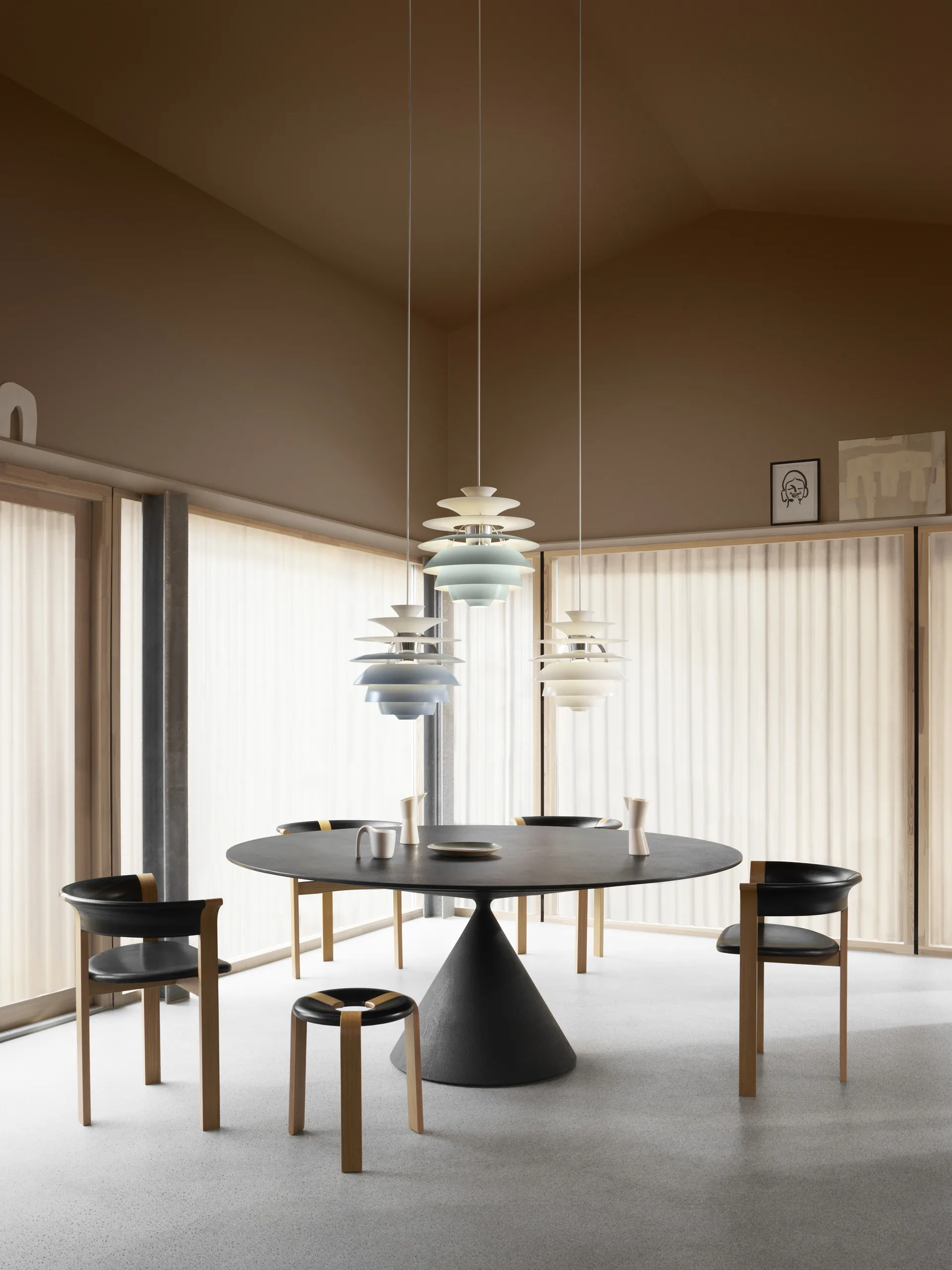 PH Snowball pendant lamp, Dusty green-chrome Louis Poulsen