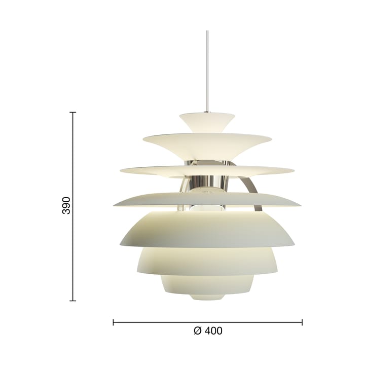 PH Snowball pendant lamp, Dusty green-chrome Louis Poulsen