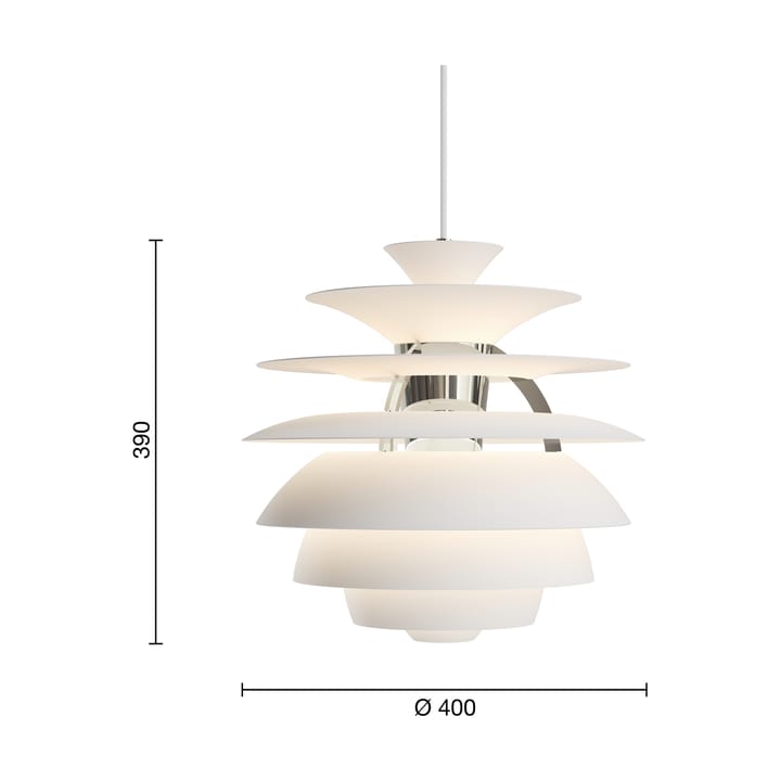 PH Snowball pendant lamp, Soft white-chrome Louis Poulsen