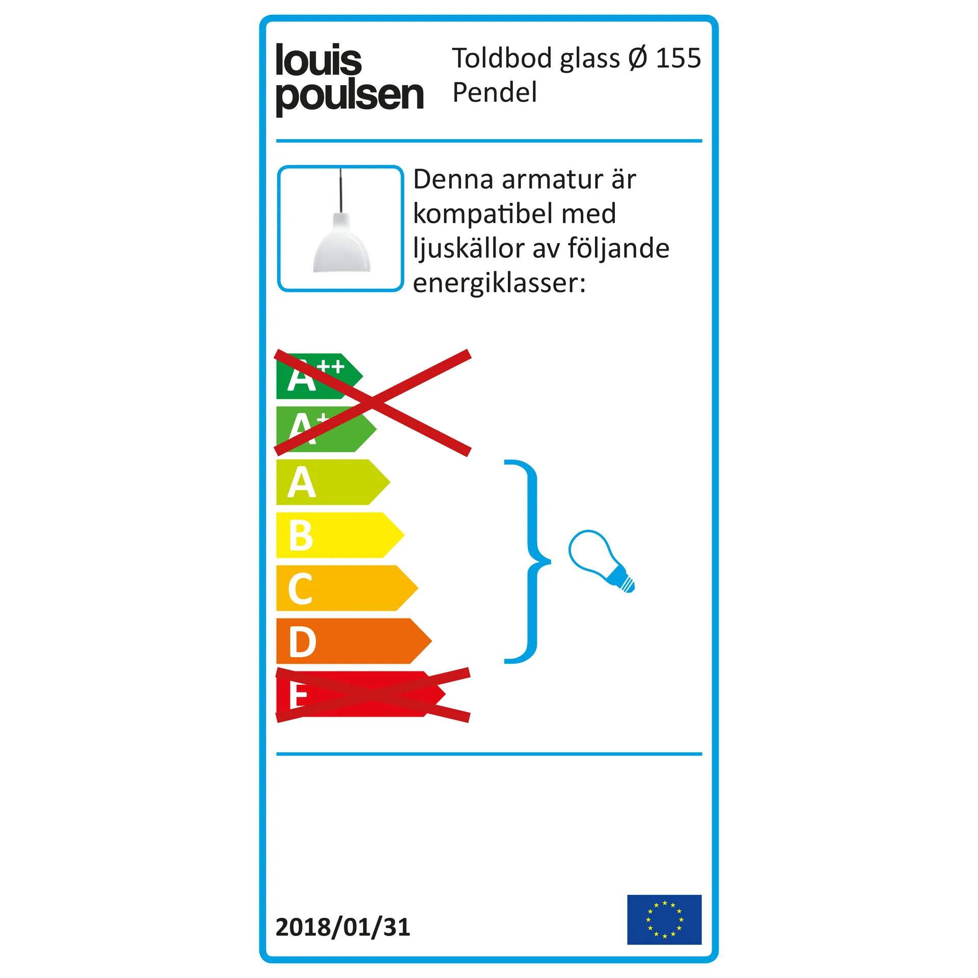 Toldbod 155 pendant lamp, White opal glass Louis Poulsen