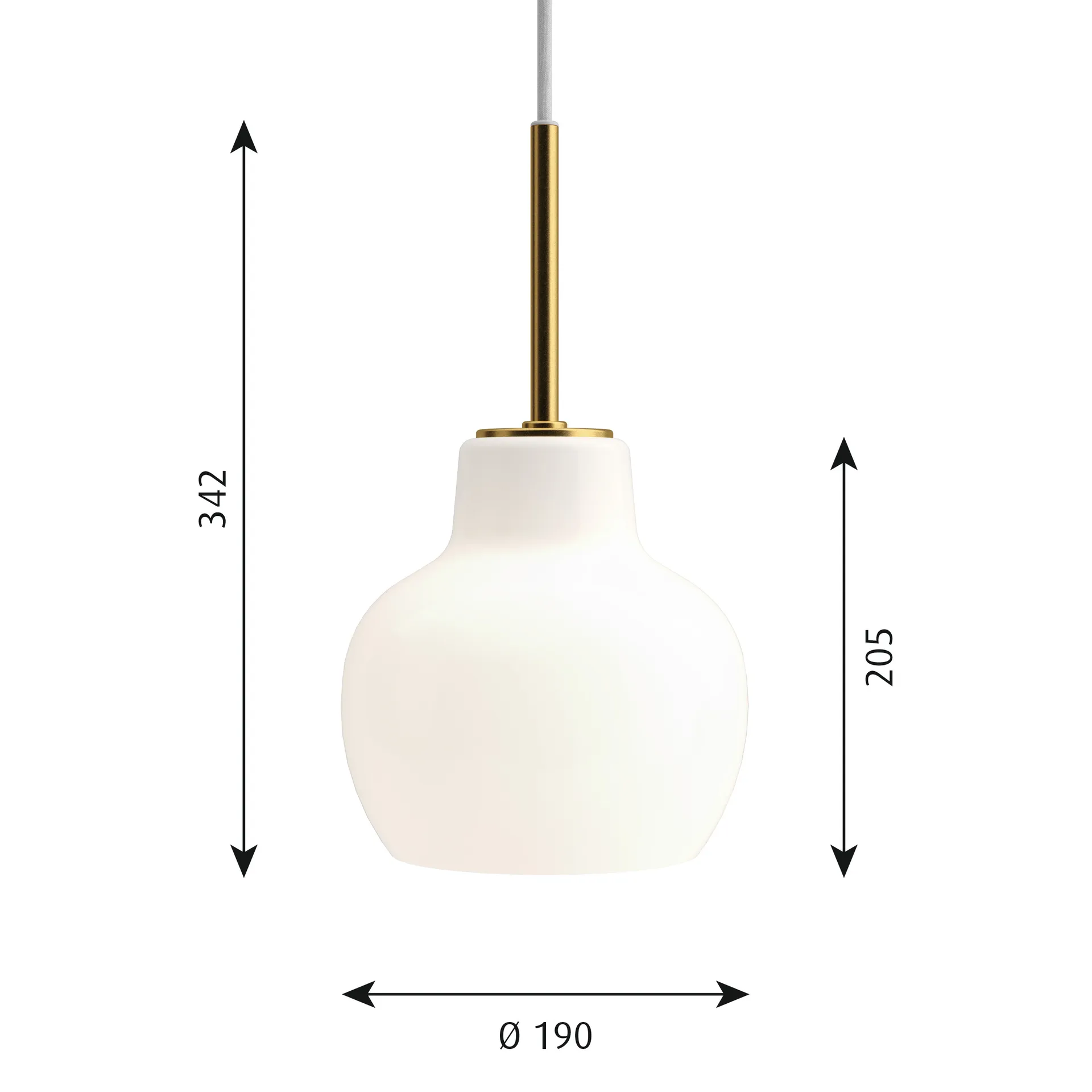VL Ring Crown 1 pendant lamp, Brass-opal glass Louis Poulsen