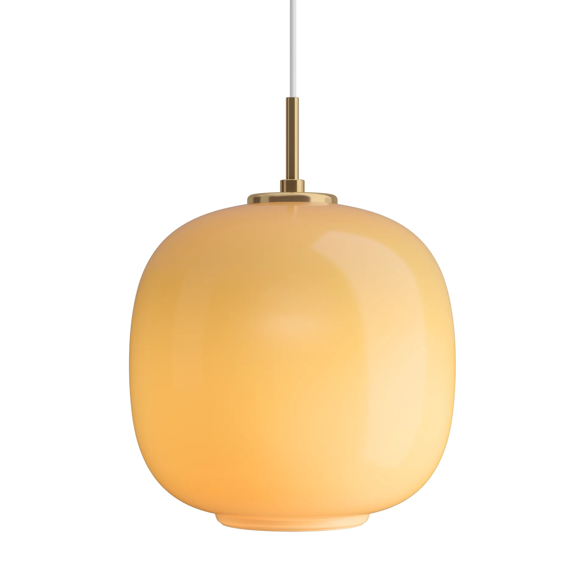 VL45 Radiohus pendant lamp Ø25 cm, Brass-amber glass Louis Poulsen