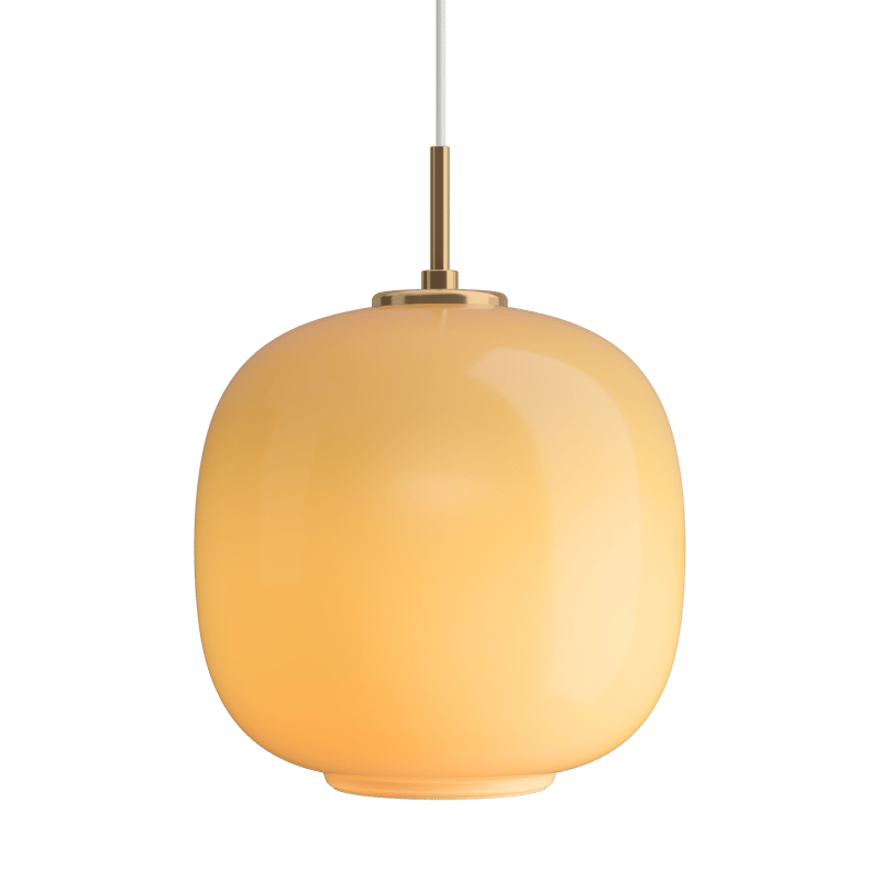 Louis Poulsen VL45 Radiohus pendant lamp Ø25 cm Brass-amber glass