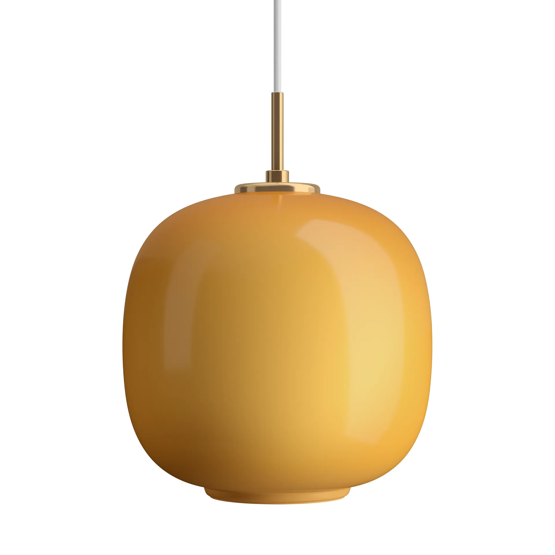 VL45 Radiohus pendant lamp Ø25 cm, Brass-amber glass Louis Poulsen