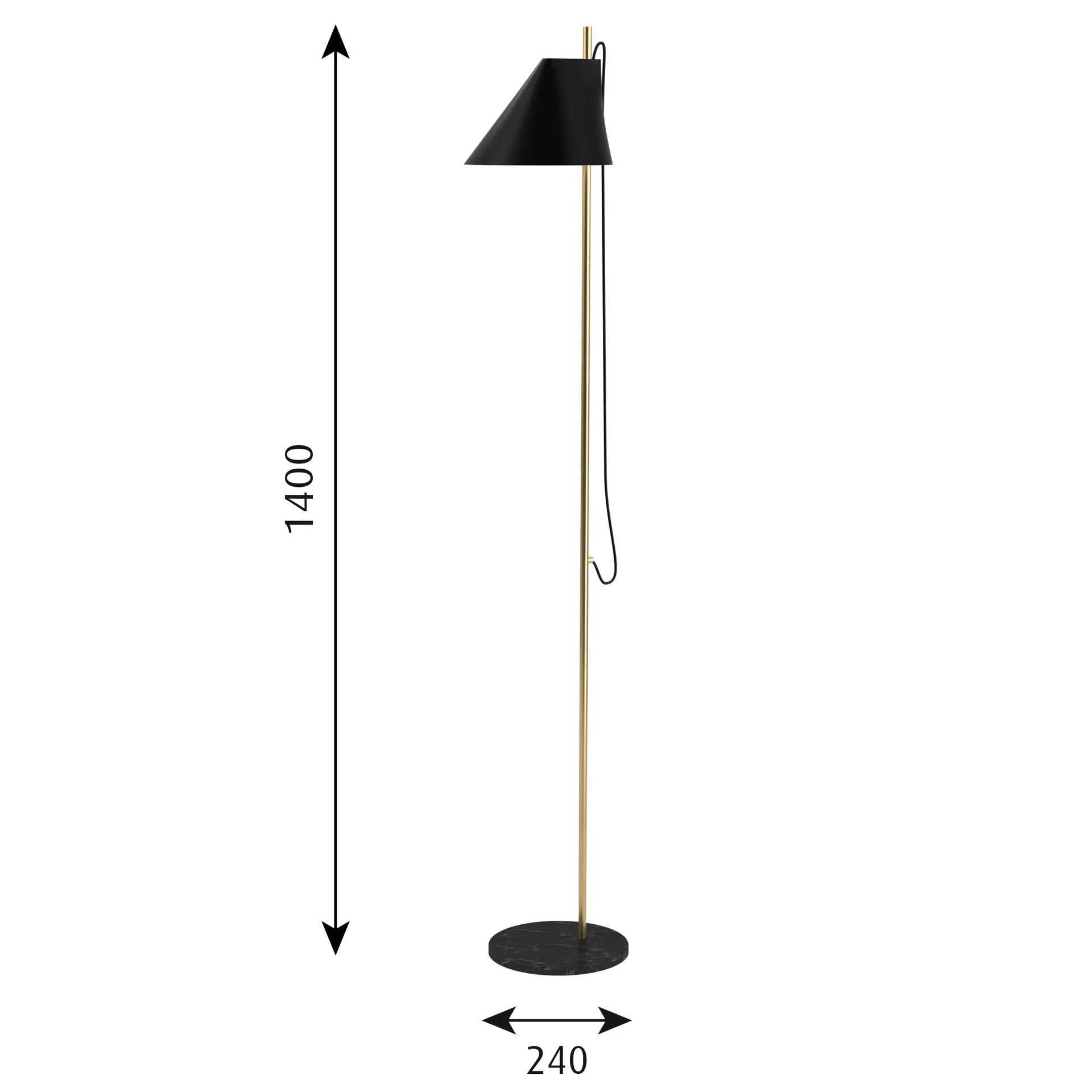 Yuh floor lamp, Black-brass Louis Poulsen
