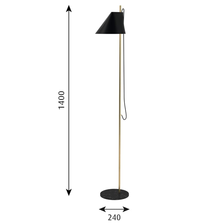 Yuh floor lamp - Black-brass - Louis Poulsen