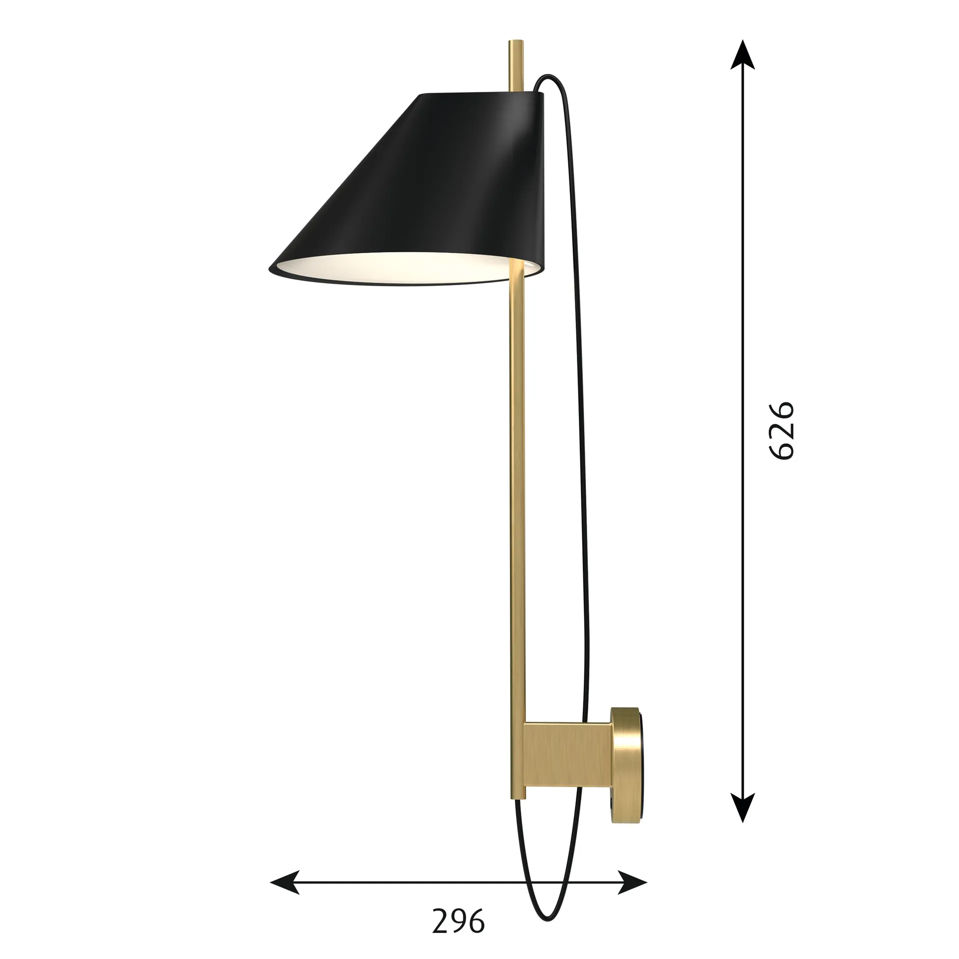 Yuh wall lamp, Black-brass Louis Poulsen