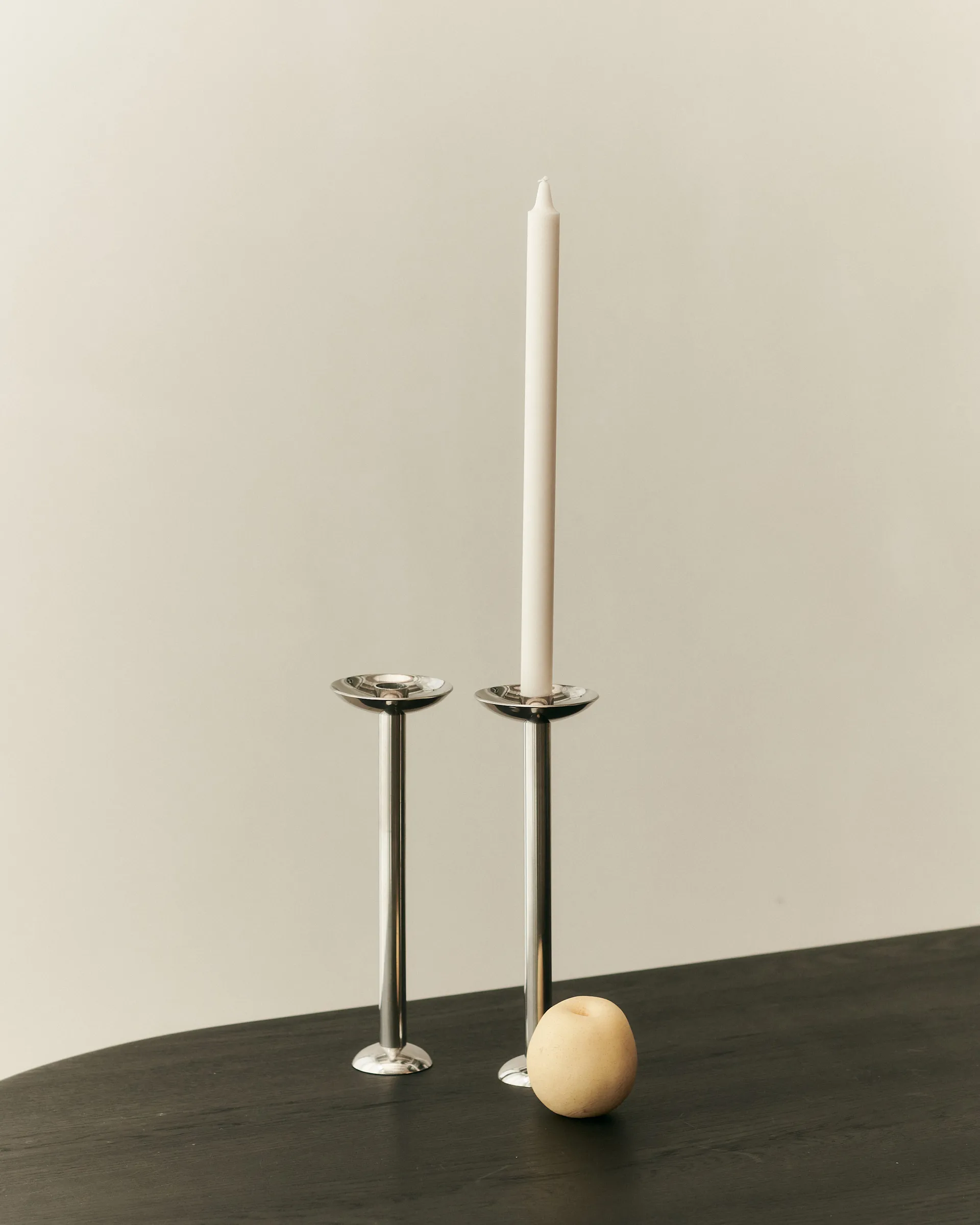 Metal champagne candlestick 28 cm, Stainless steel Louise Roe