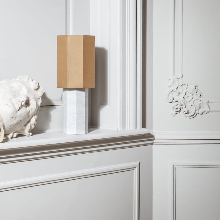 The eight over eight lamp base - white marble - Louise Roe