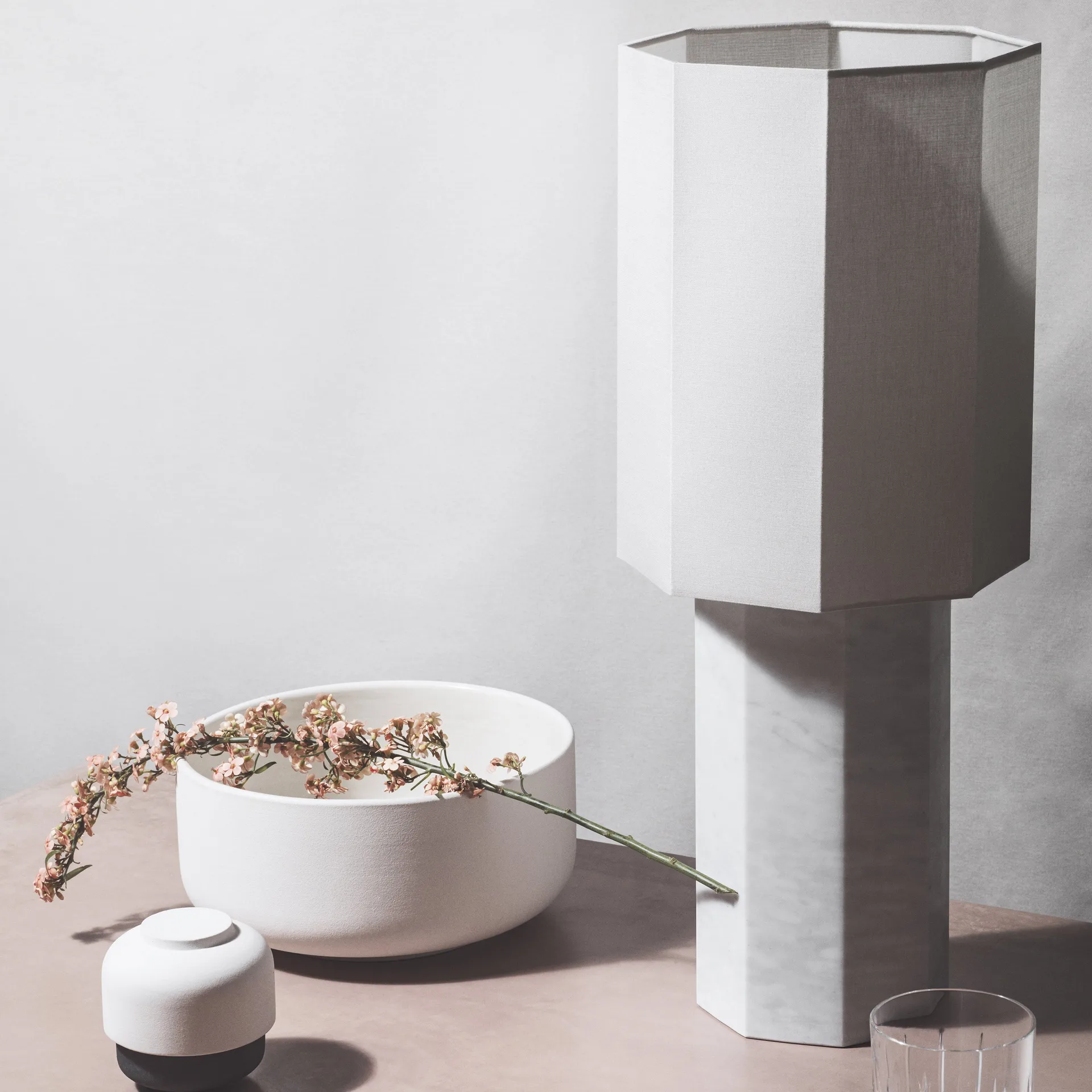 The eight over eight lamp base, white marble Louise Roe