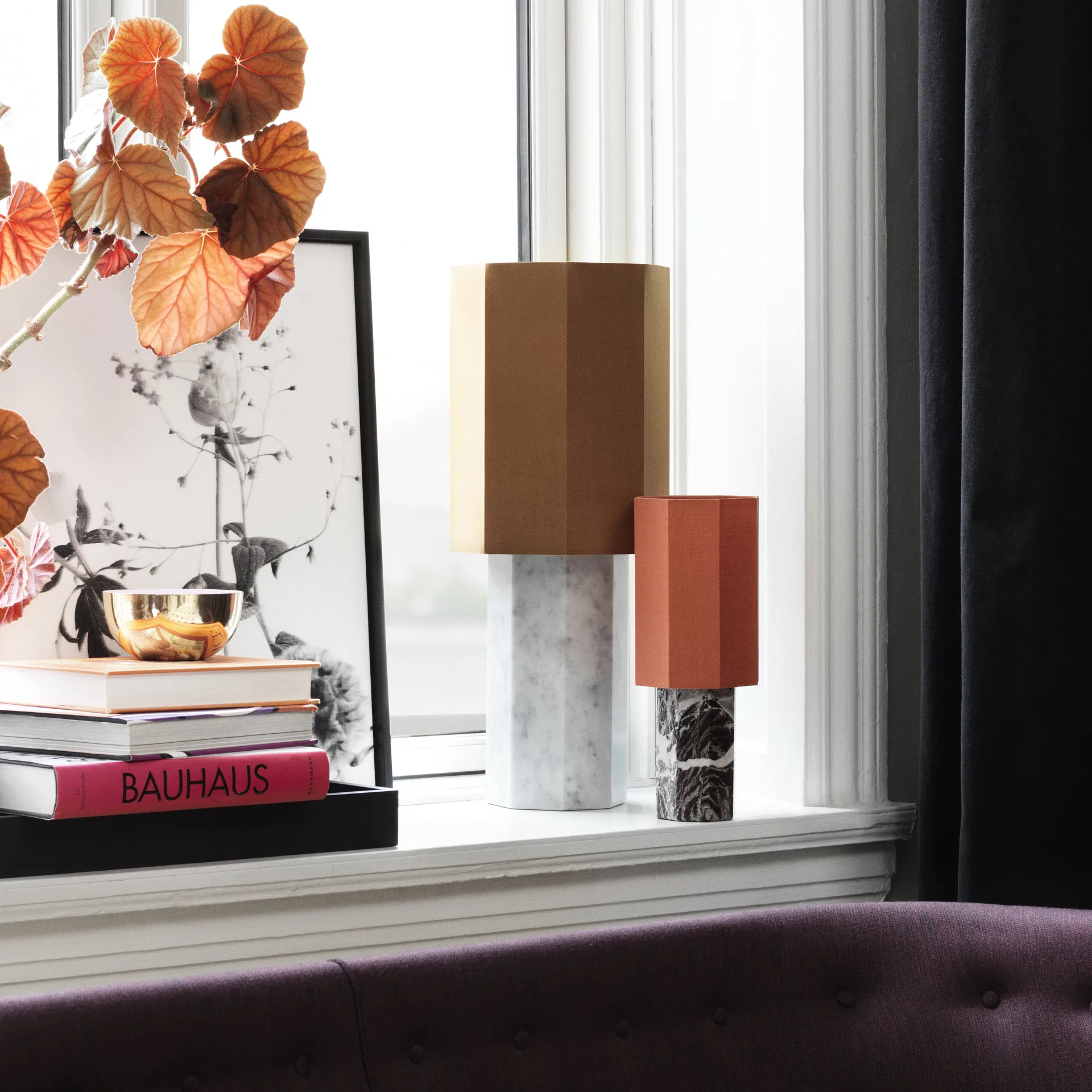 The eight over eight lamp base, white marble Louise Roe