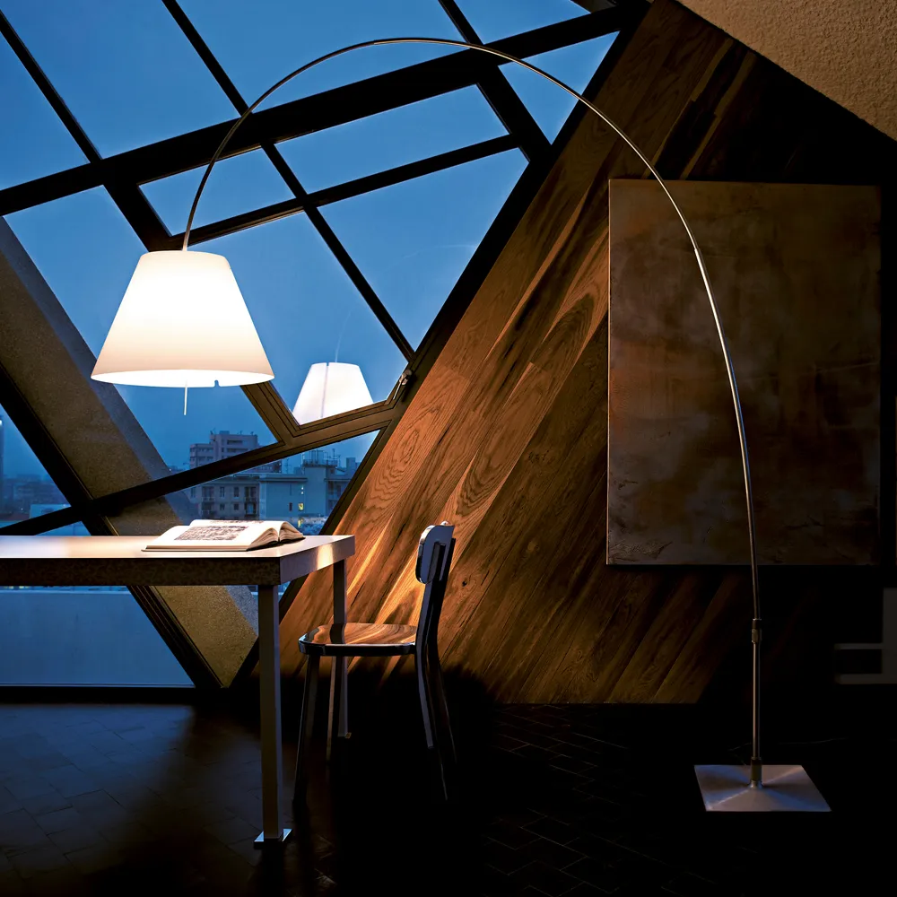 Lady Costanza D13E d floor lamp, White shade, aluminium stand Luceplan