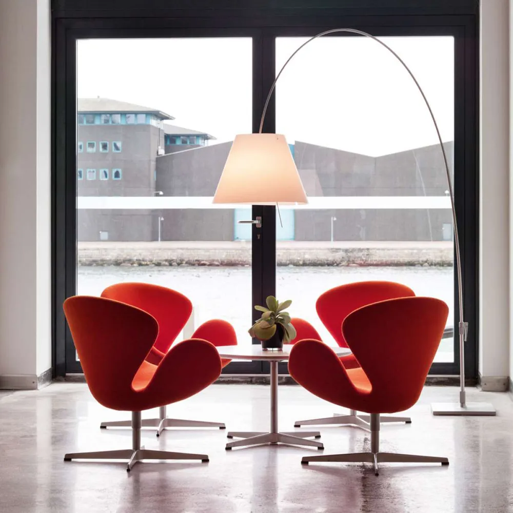 Lady Costanza D13E d floor lamp, White shade-black lacquered stand Luceplan