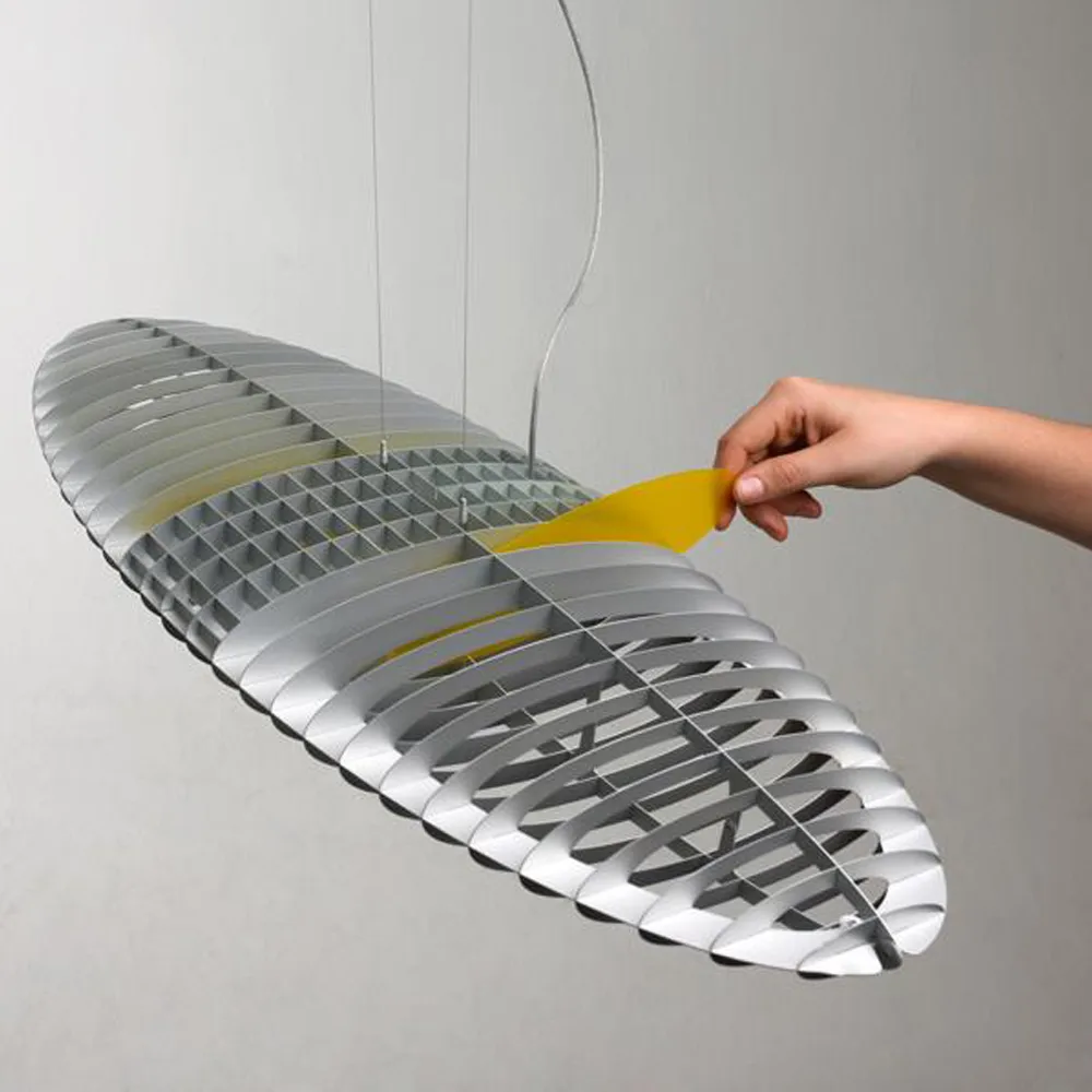 Titania D17 pendant lamp, Aluminium-interchangeable light filters Luceplan