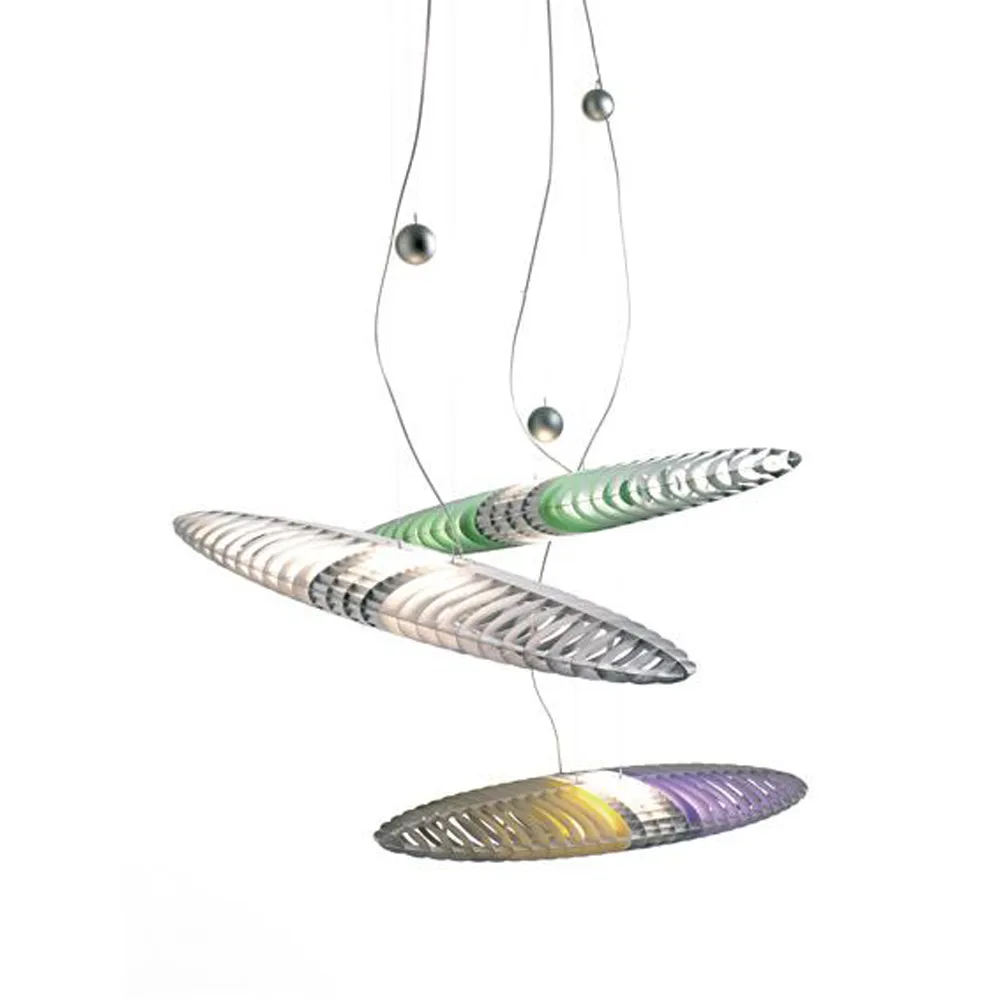 Titania D17 pendant lamp, Aluminium-interchangeable light filters Luceplan