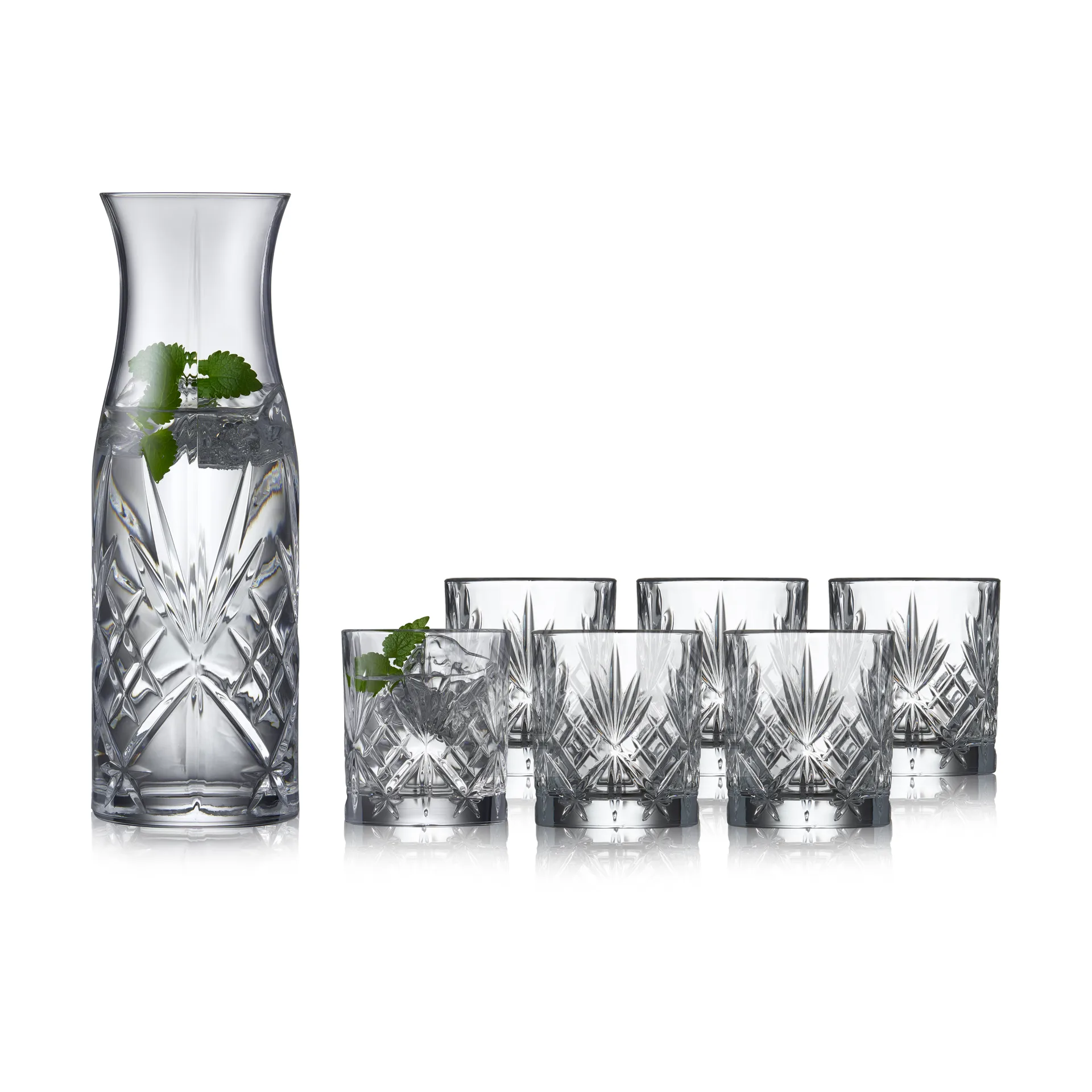 Melodia carafe and water glass 7 pieces, Crystal Lyngby Glas