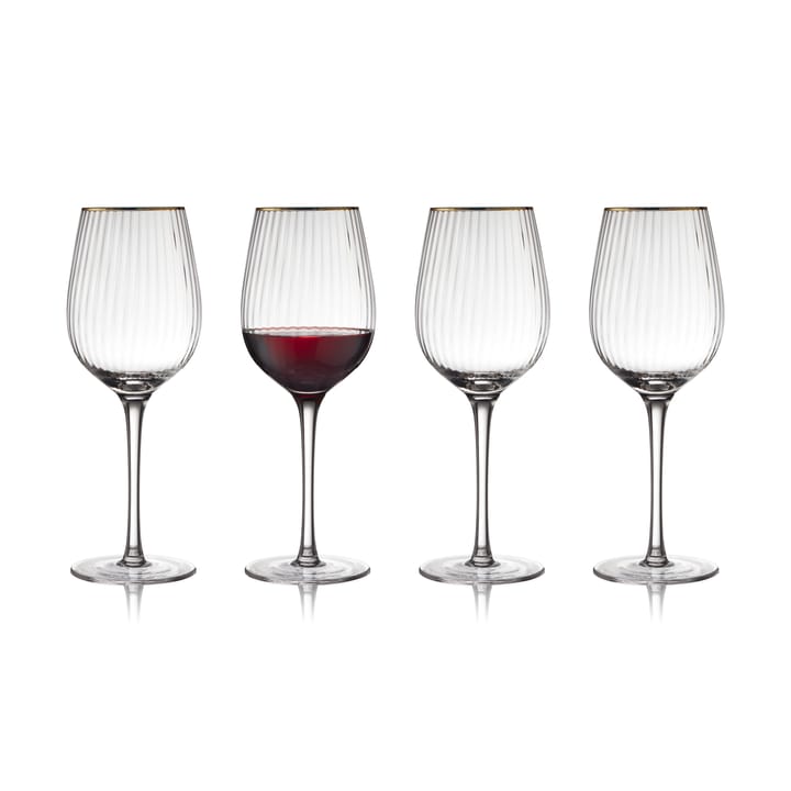 Palermo Gold red wine glass 40 cl 4-pack - Clear-gold - Lyngby Glas