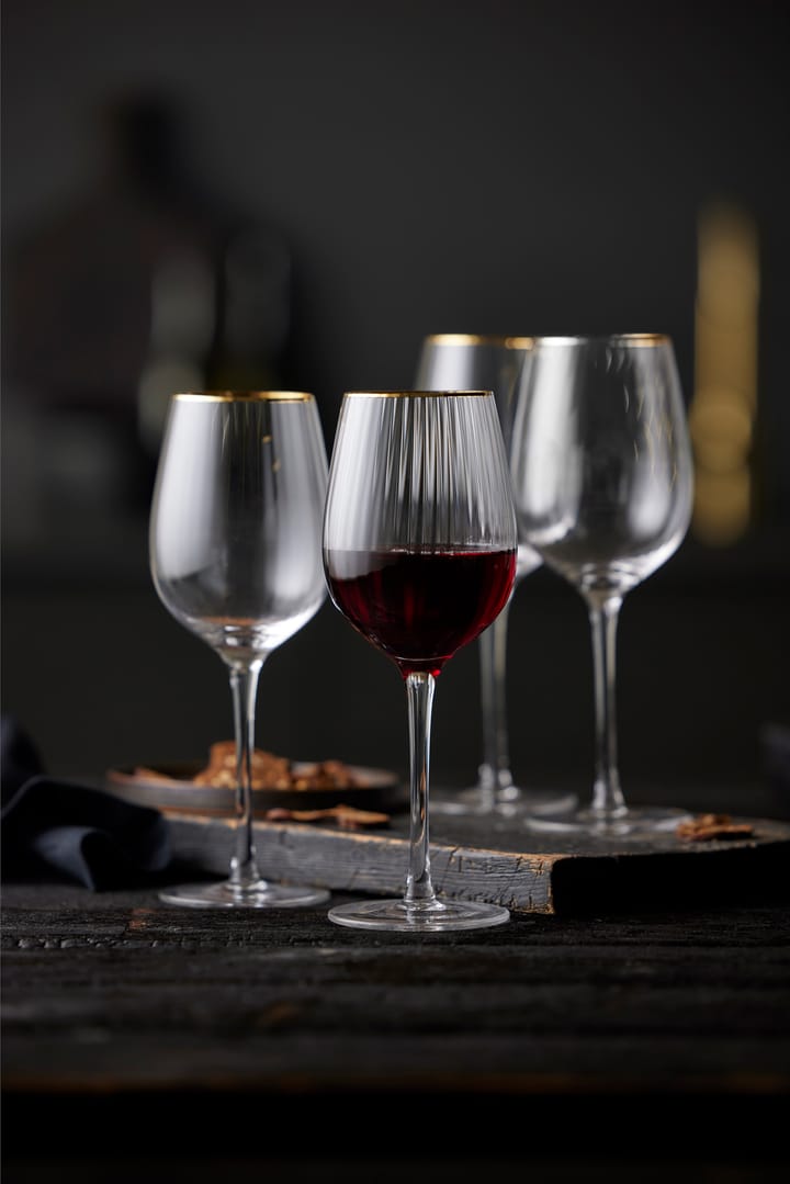 Palermo Gold red wine glass 40 cl 4-pack - Clear-gold - Lyngby Glas