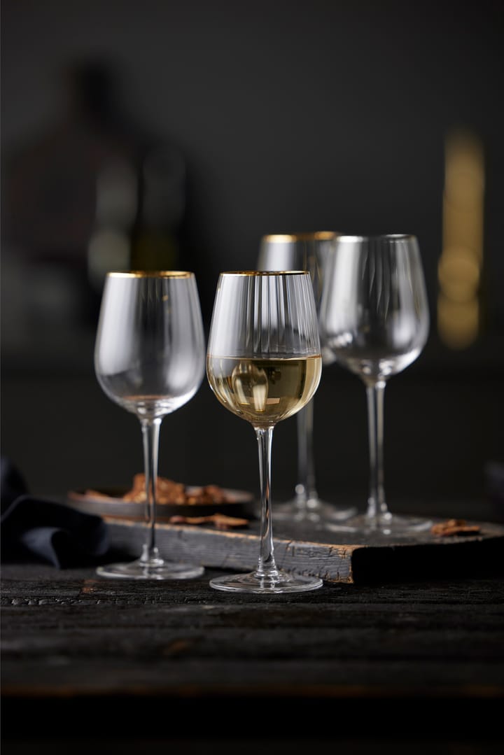 Palermo Gold white wine glass 30 cl 4-pack - Clear-gold - Lyngby Glas