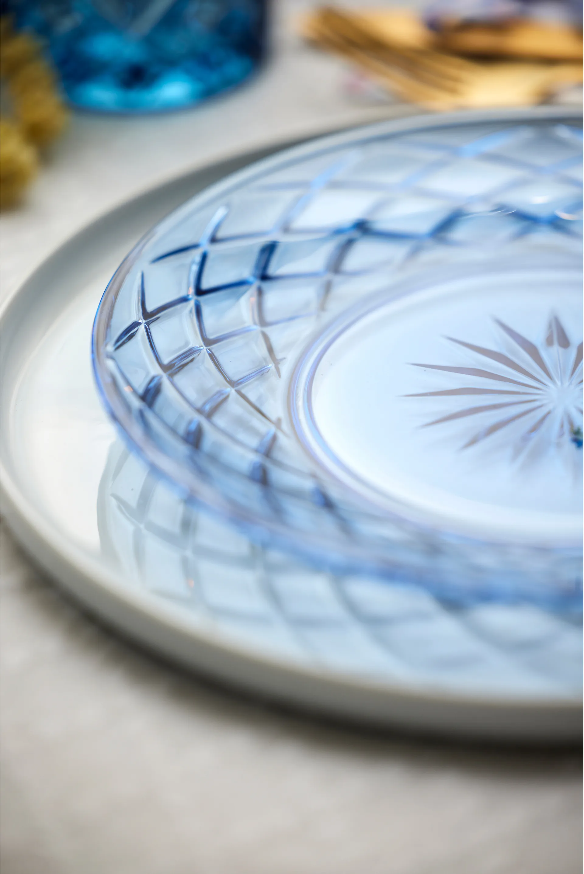 Sorrento plate Ø21 cm 4-pack, Blue Lyngby Glas