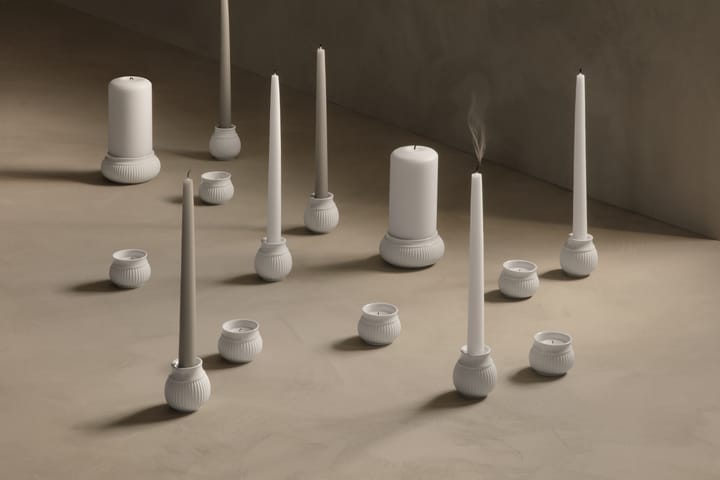 Curve Block candle sticks Ø11 cm - White - Lyngby Porcelæn